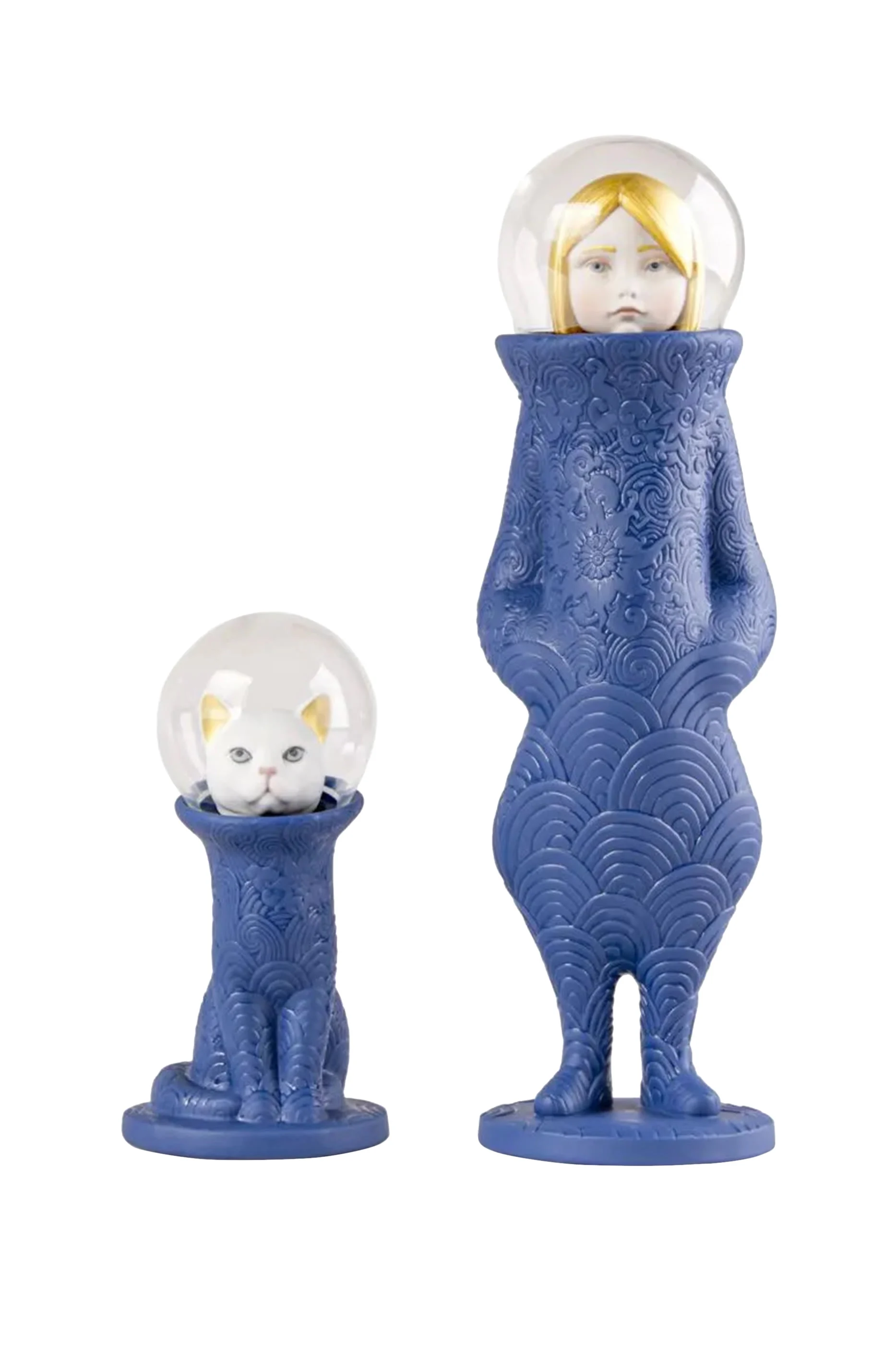 Cosmic Girl and Cat Sculpture