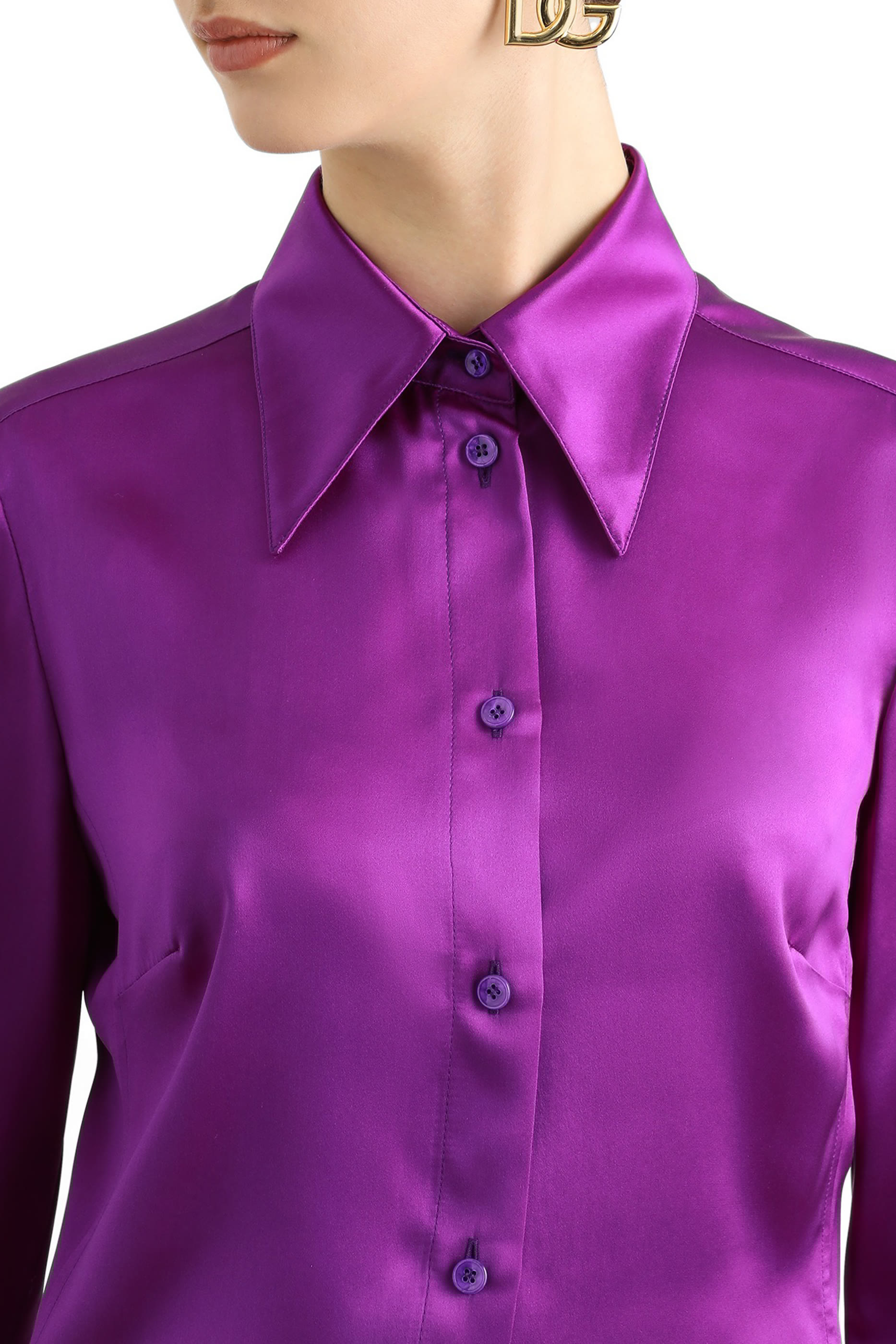 Button-Up Long Sleeves Silk Shirt