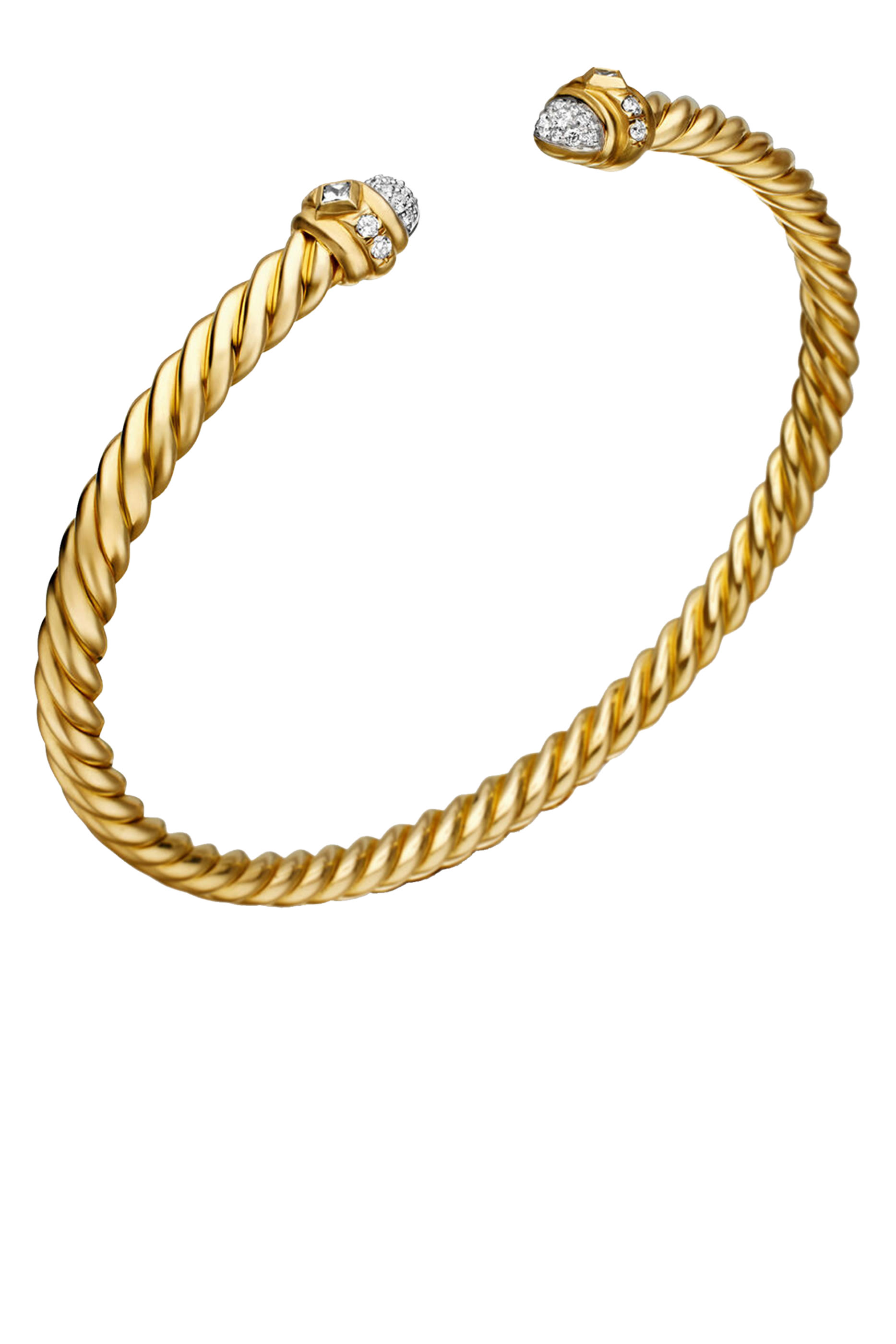 Renaissance Oval Cablespira Bracelet , 18k Yellow Gold & Diamonds