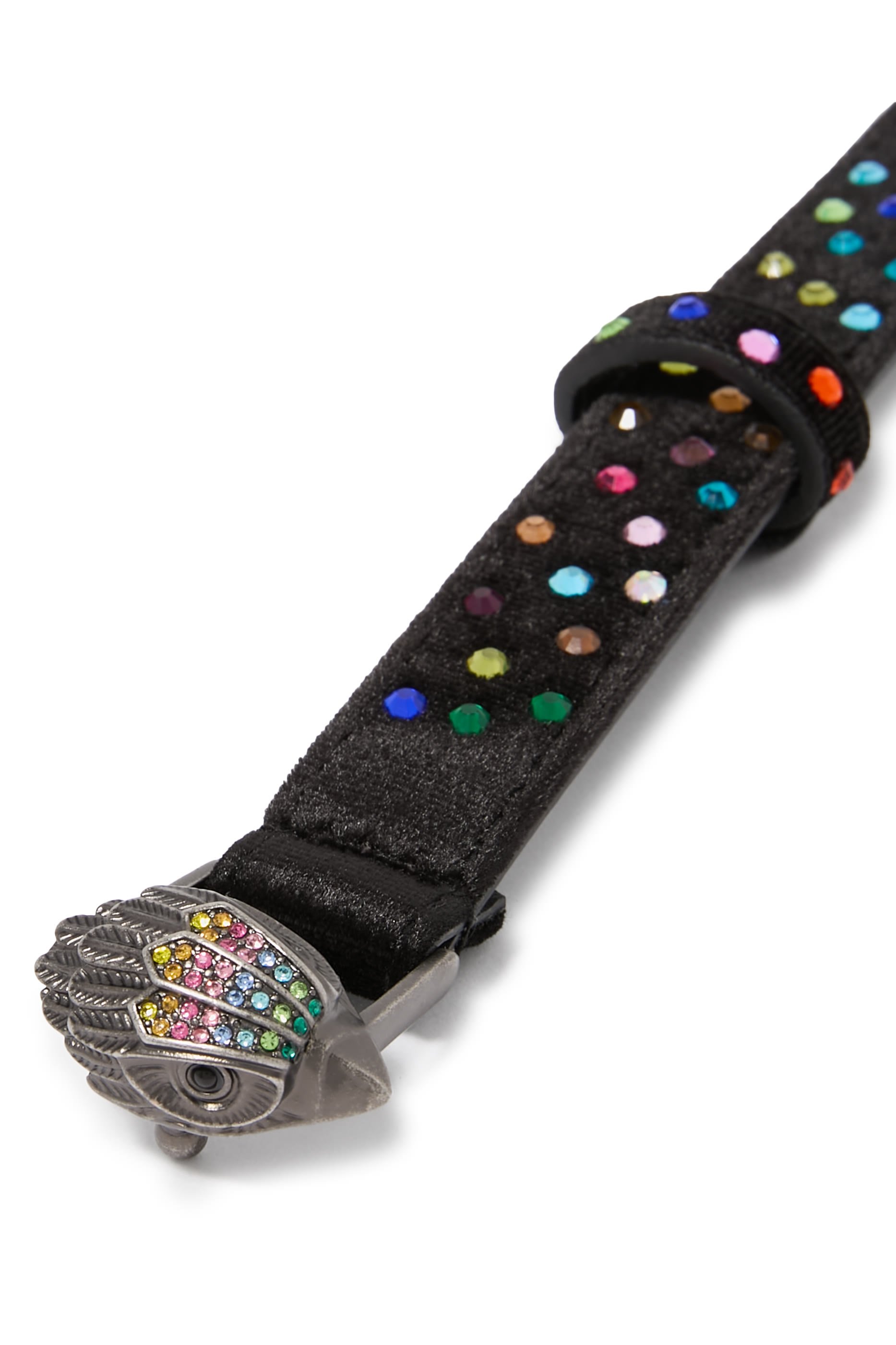 Velvet Crystal-Embellished Eagle Belt