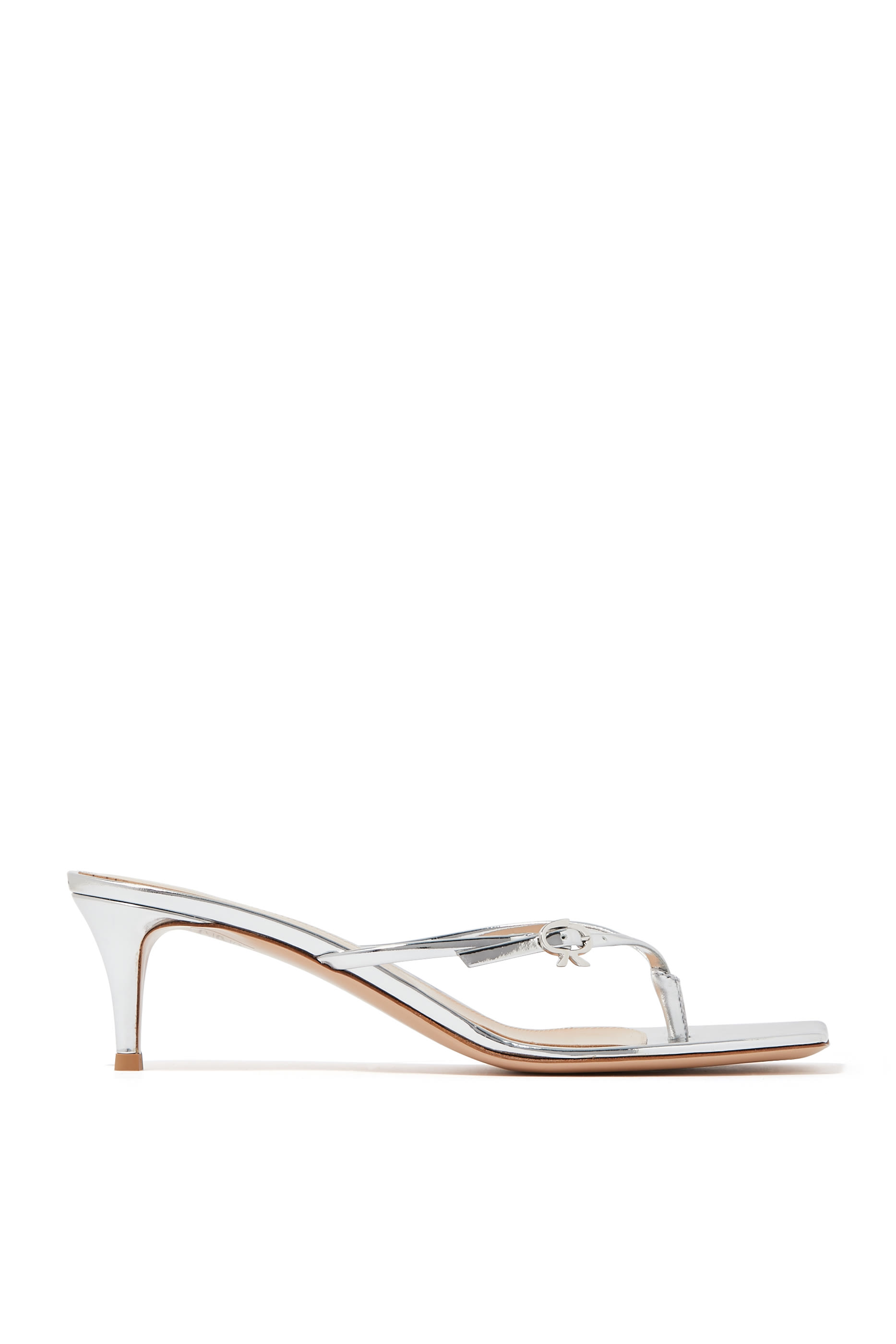 Ribbon 55 Metallic Leather Thong Sandals