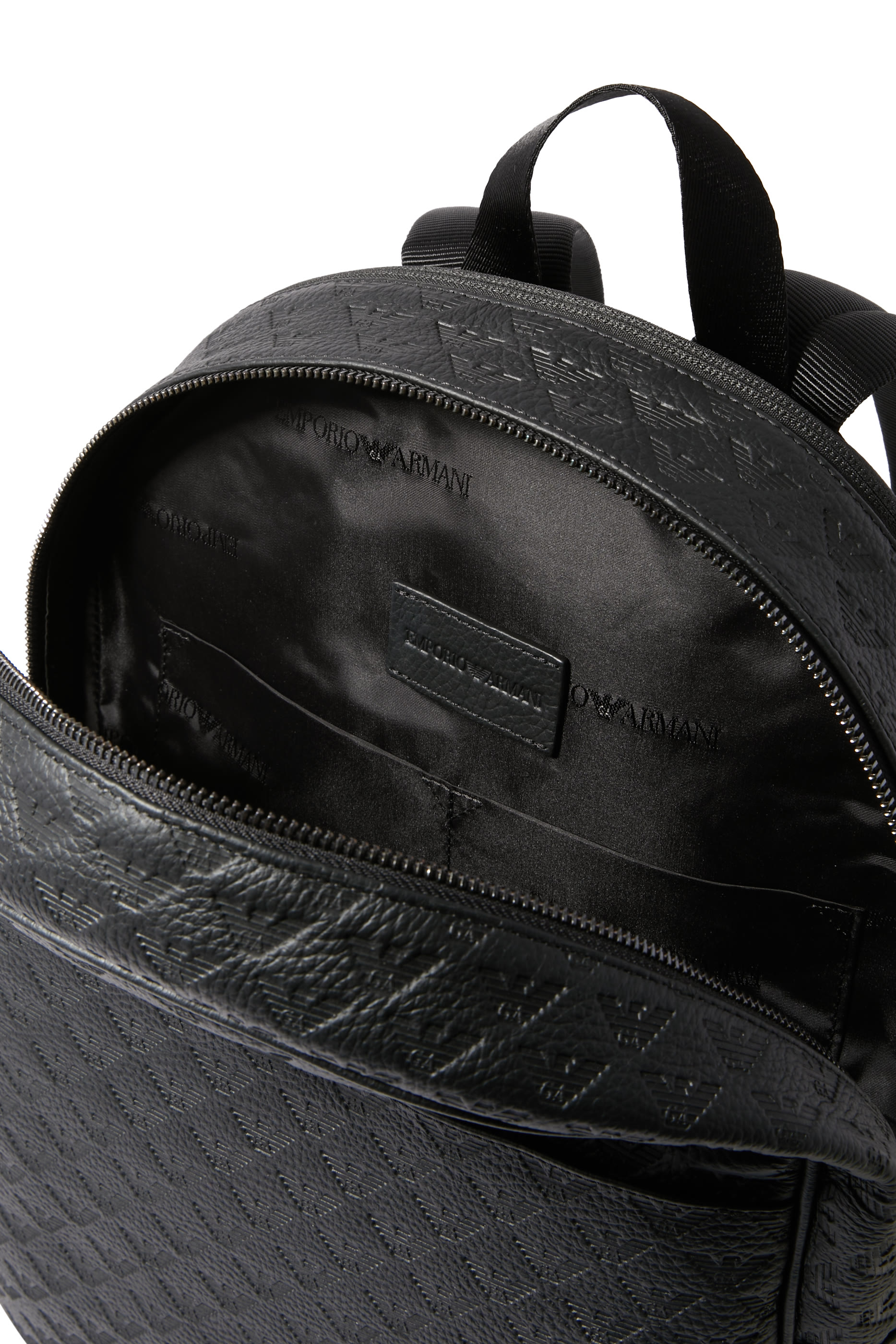 All-Over Eagle Embossed Leather Backpack