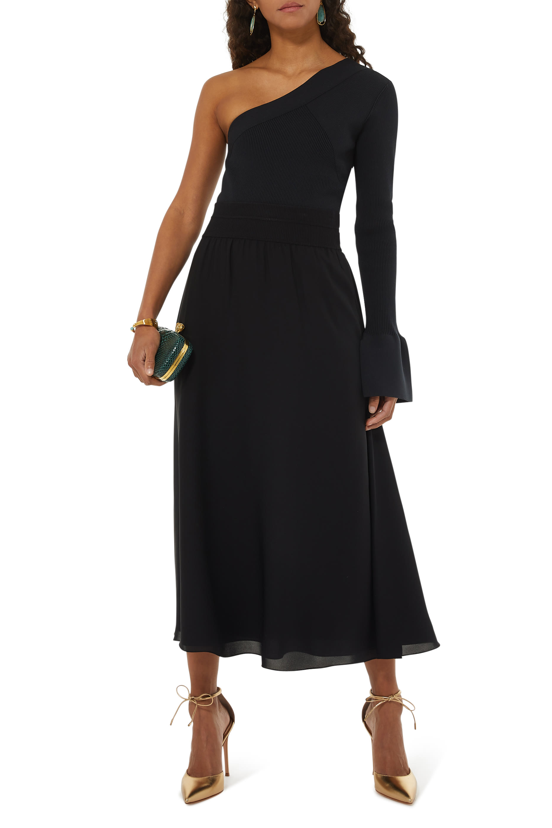 Ribbed Waist Volume Skirt