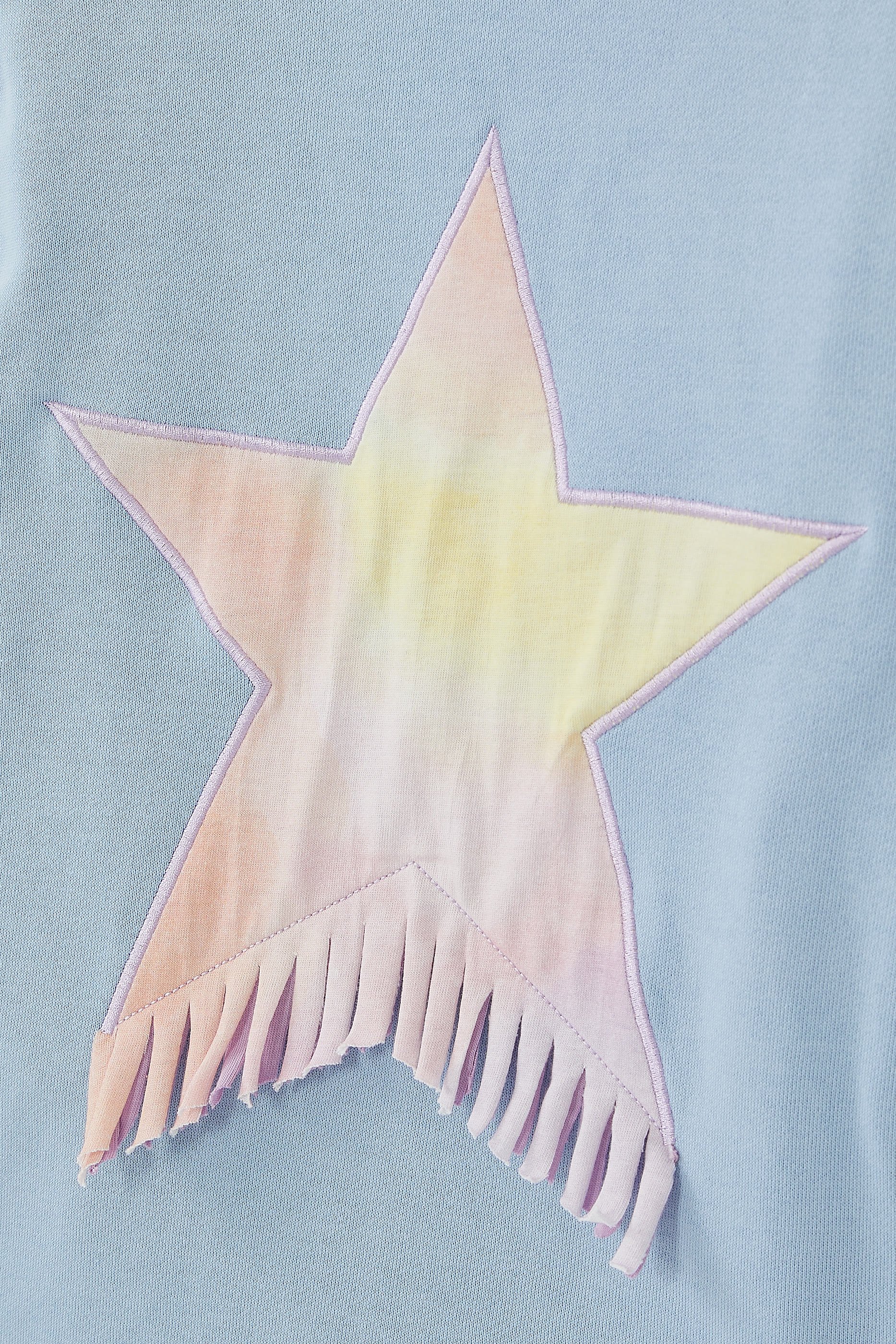 Kids Cotton Star Print Fringed Sweatshirt