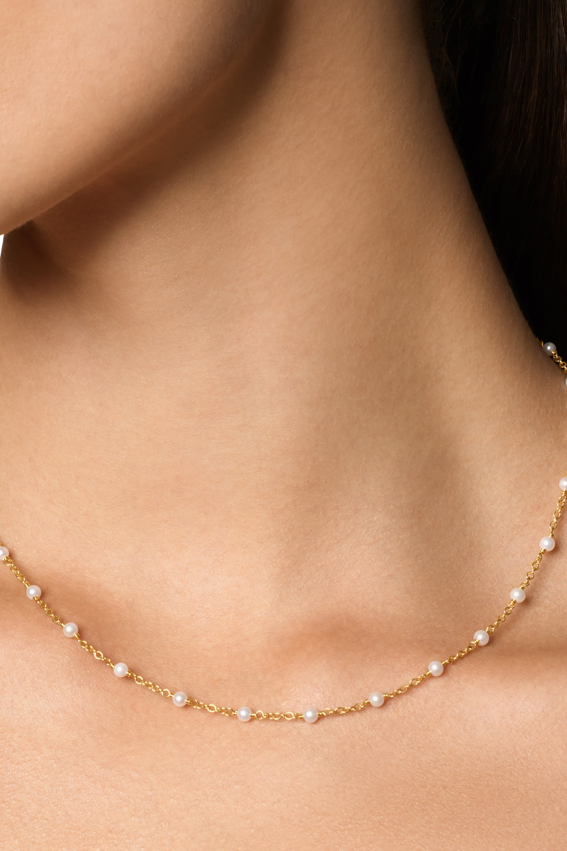 Pearl Classics Station Necklace, 18k Yellow Gold & Pearls