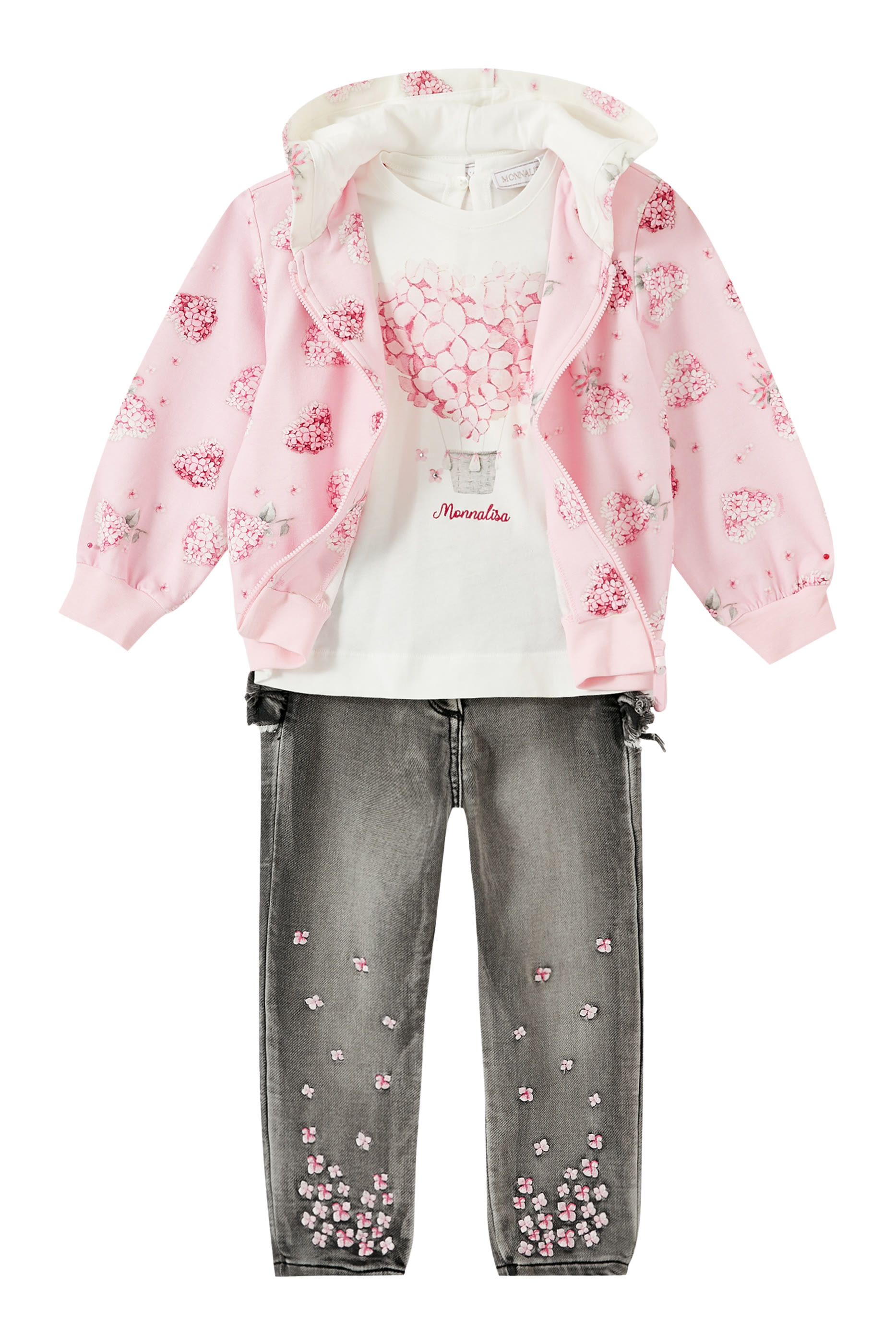 Kids Flowery Heart Zip Up Jacket