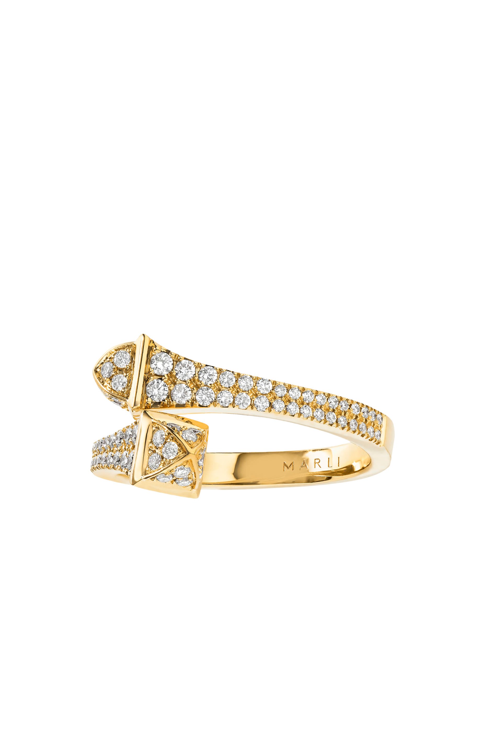Cleo Slim Ring, 18k Yellow Gold with Full Diamonds