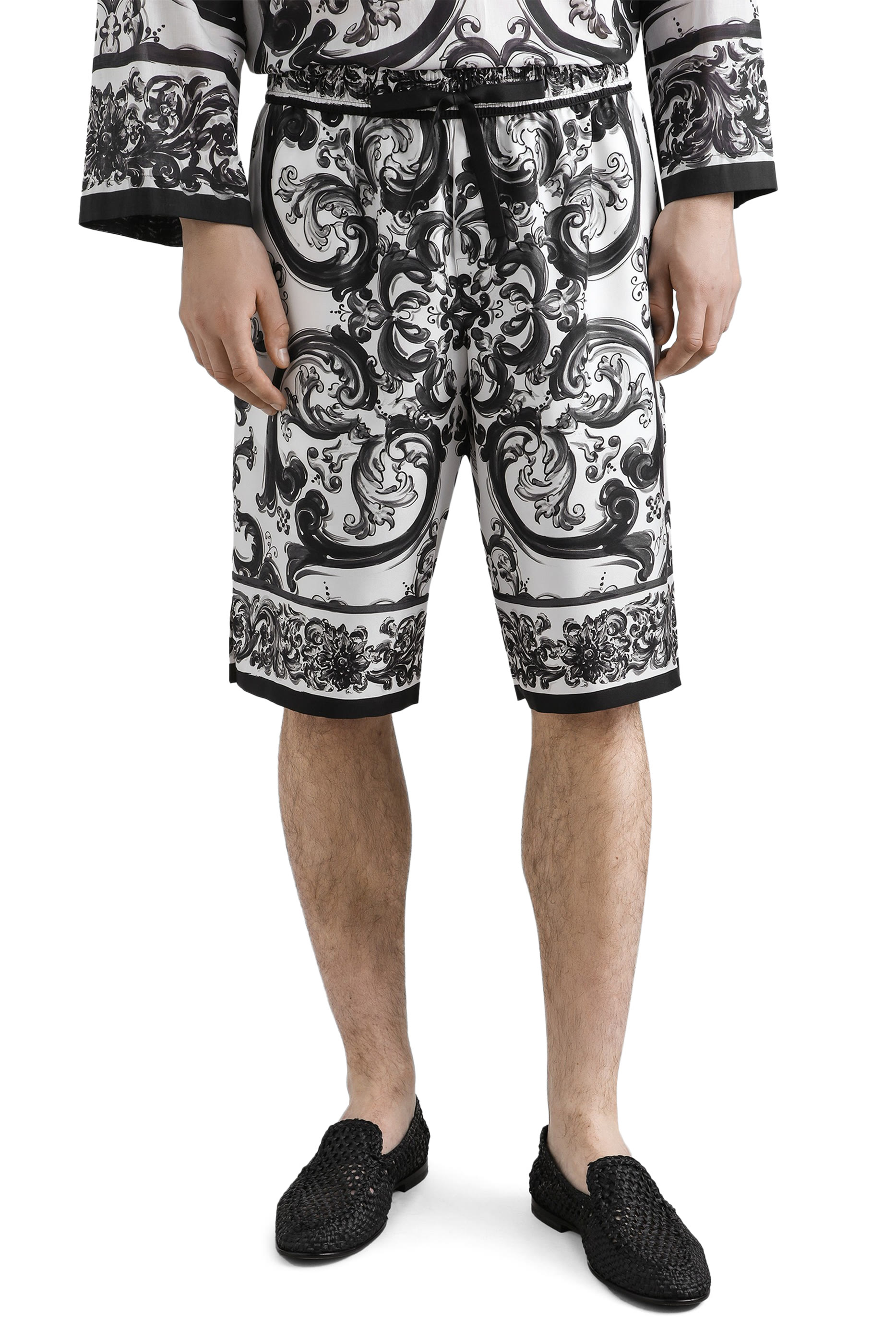 Majolica-Print Silk Twill Shorts
