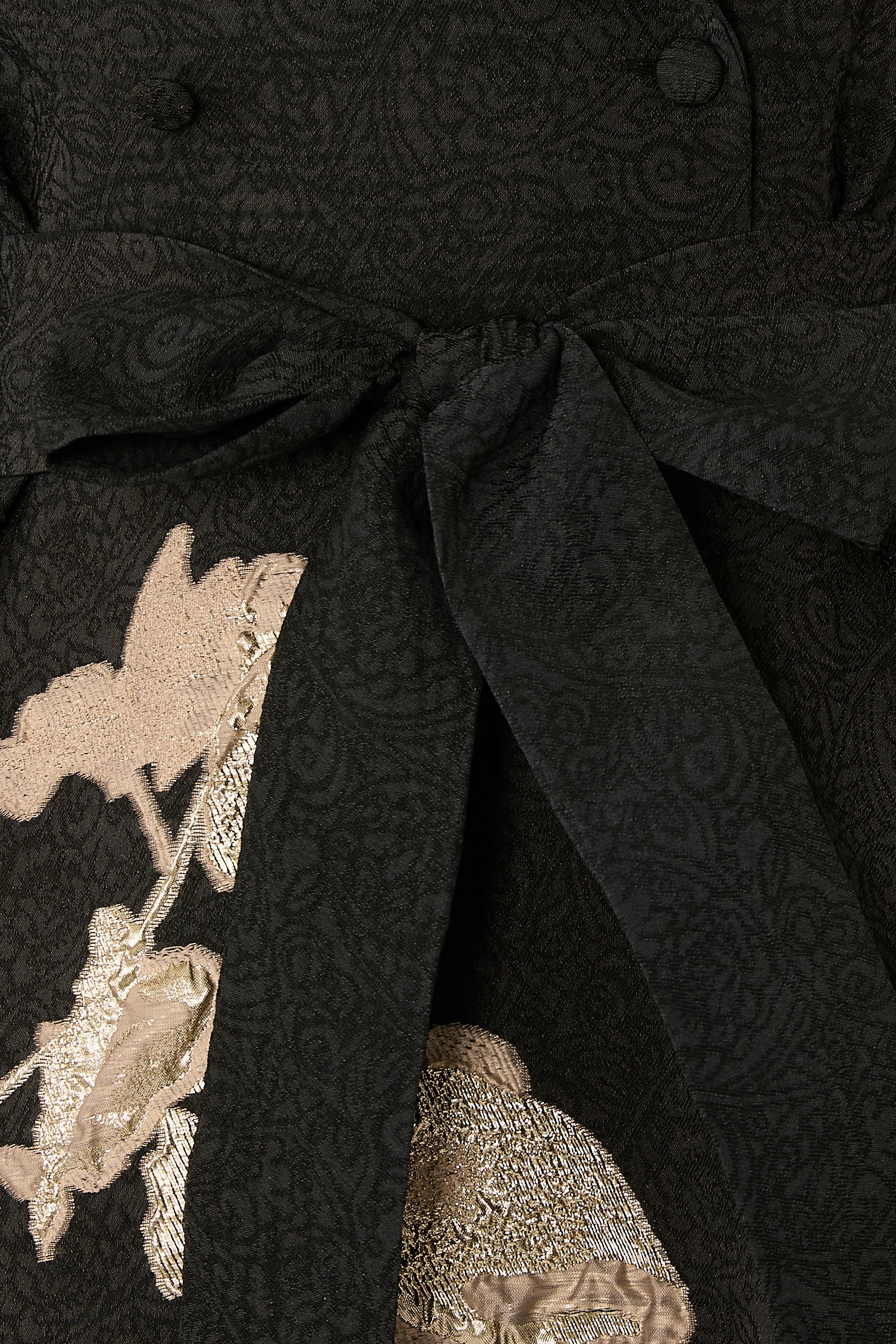 Metallic Jacquard Floral Shirtdress Gown