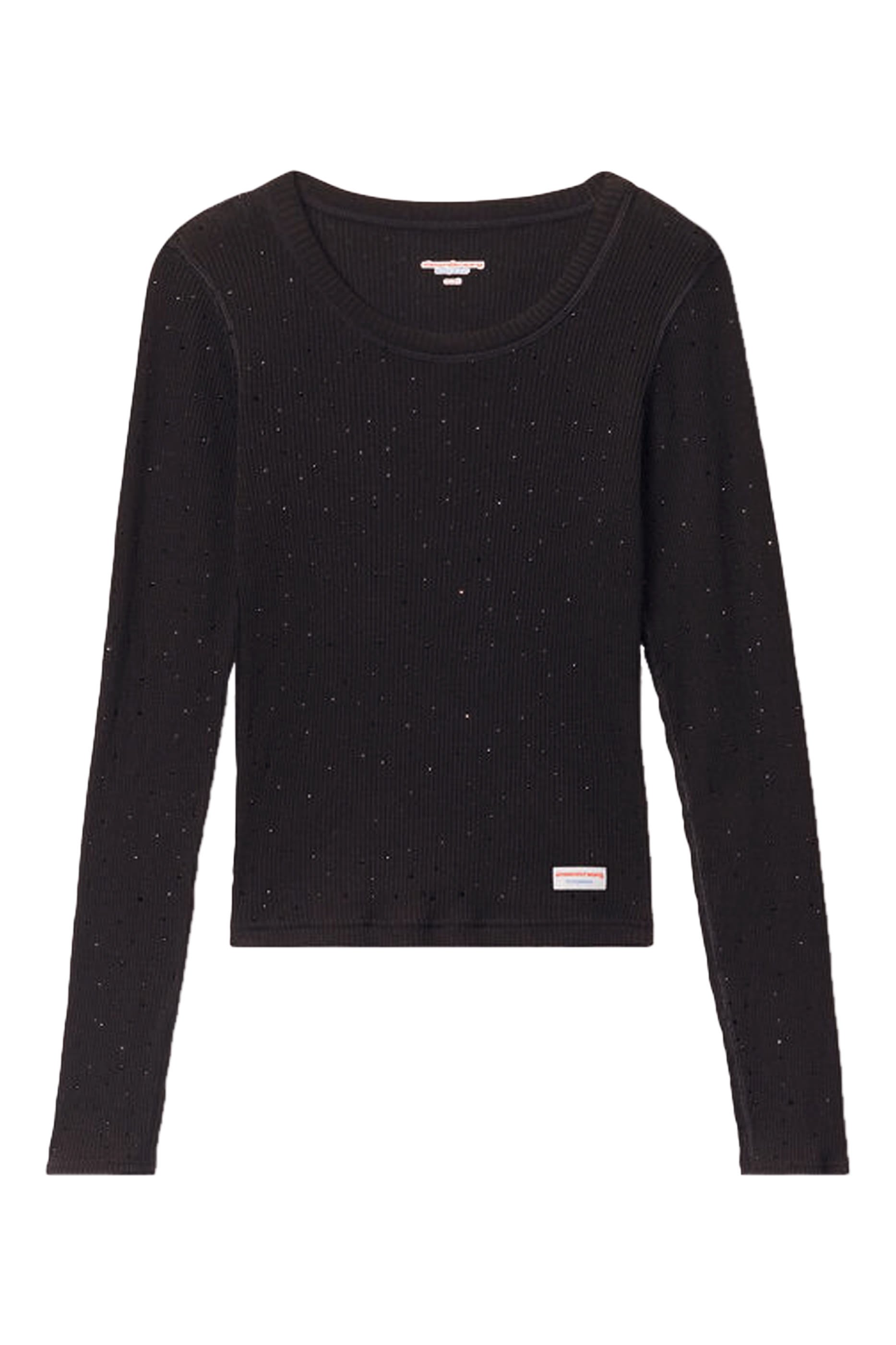 Crystal Hotfix Crewneck Long-Sleeve Tee