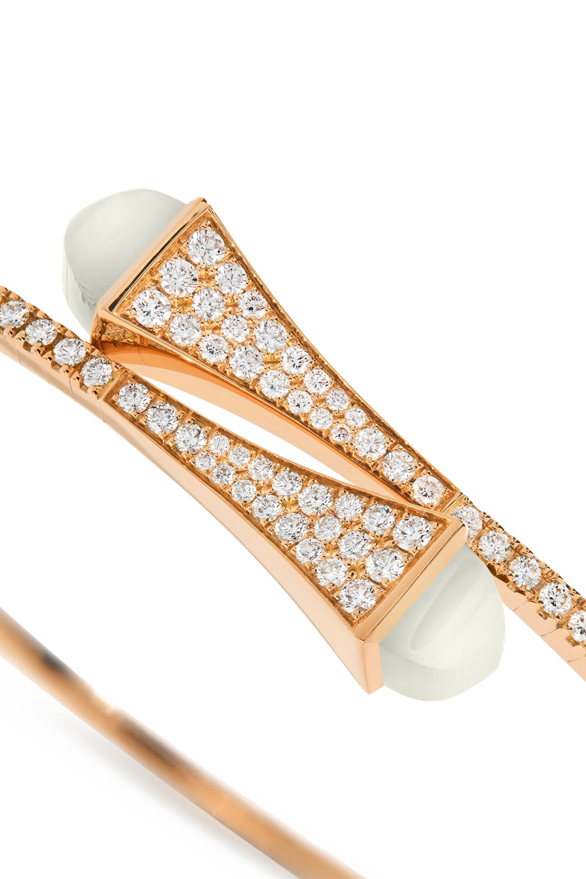 Cleo  Midi Bangle, 18k Rose Gold with Moonstone & Diamonds