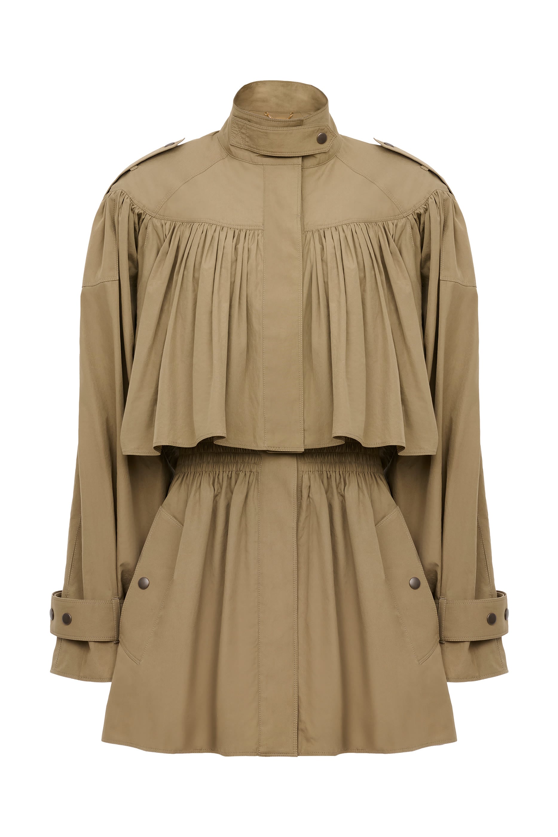 High-Neck Short Trench Coat