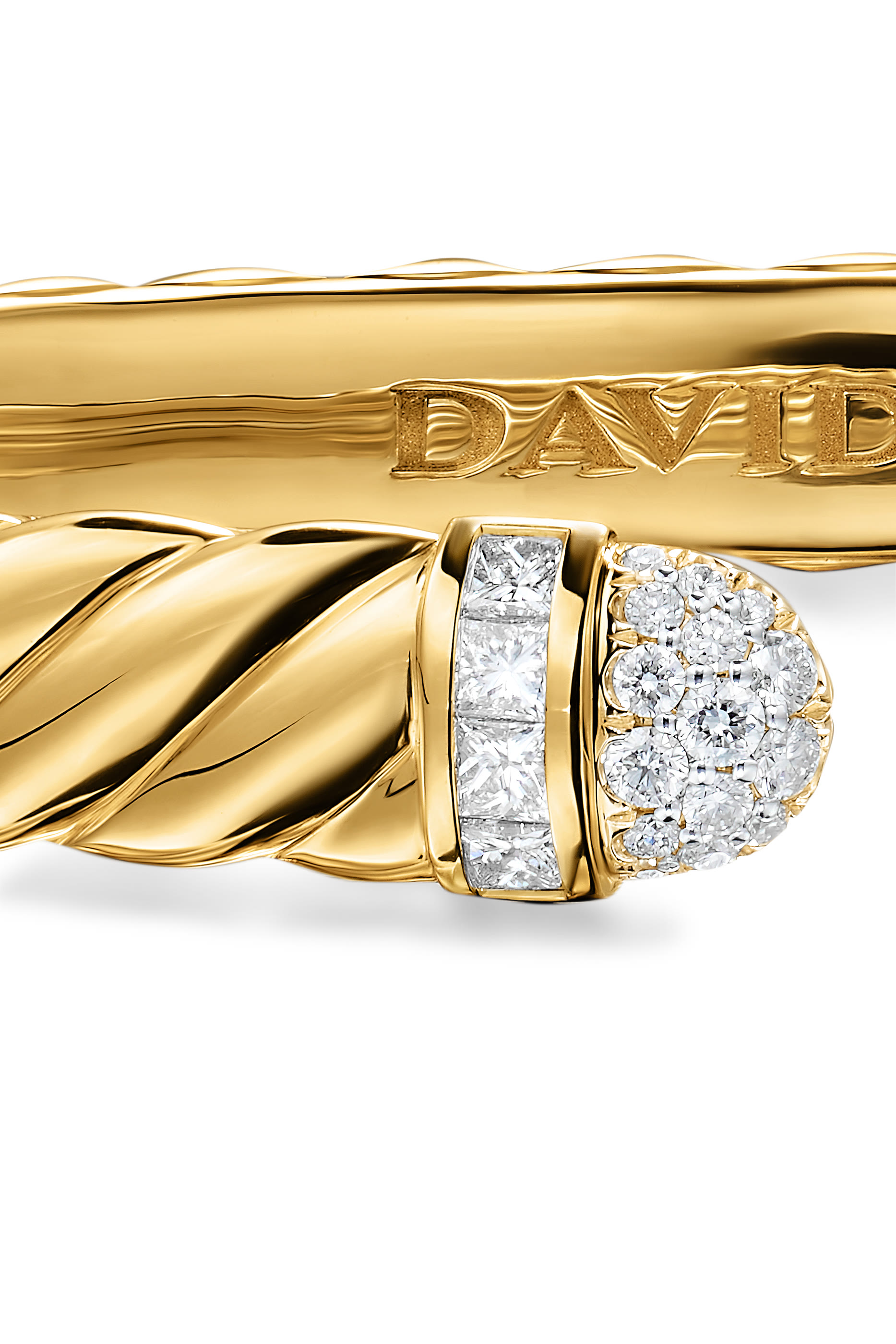 Sculpted Cable Cuff Bracelet, 18k Yellow Gold & Diamonds