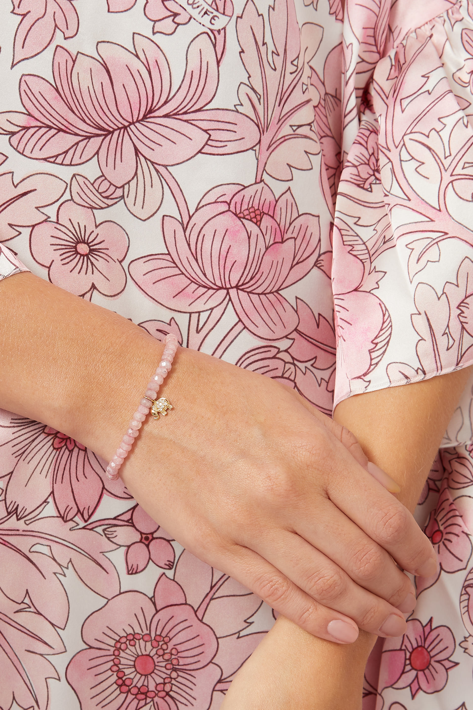 Mystic Pink Grapholite Mini Elephant Bracelet