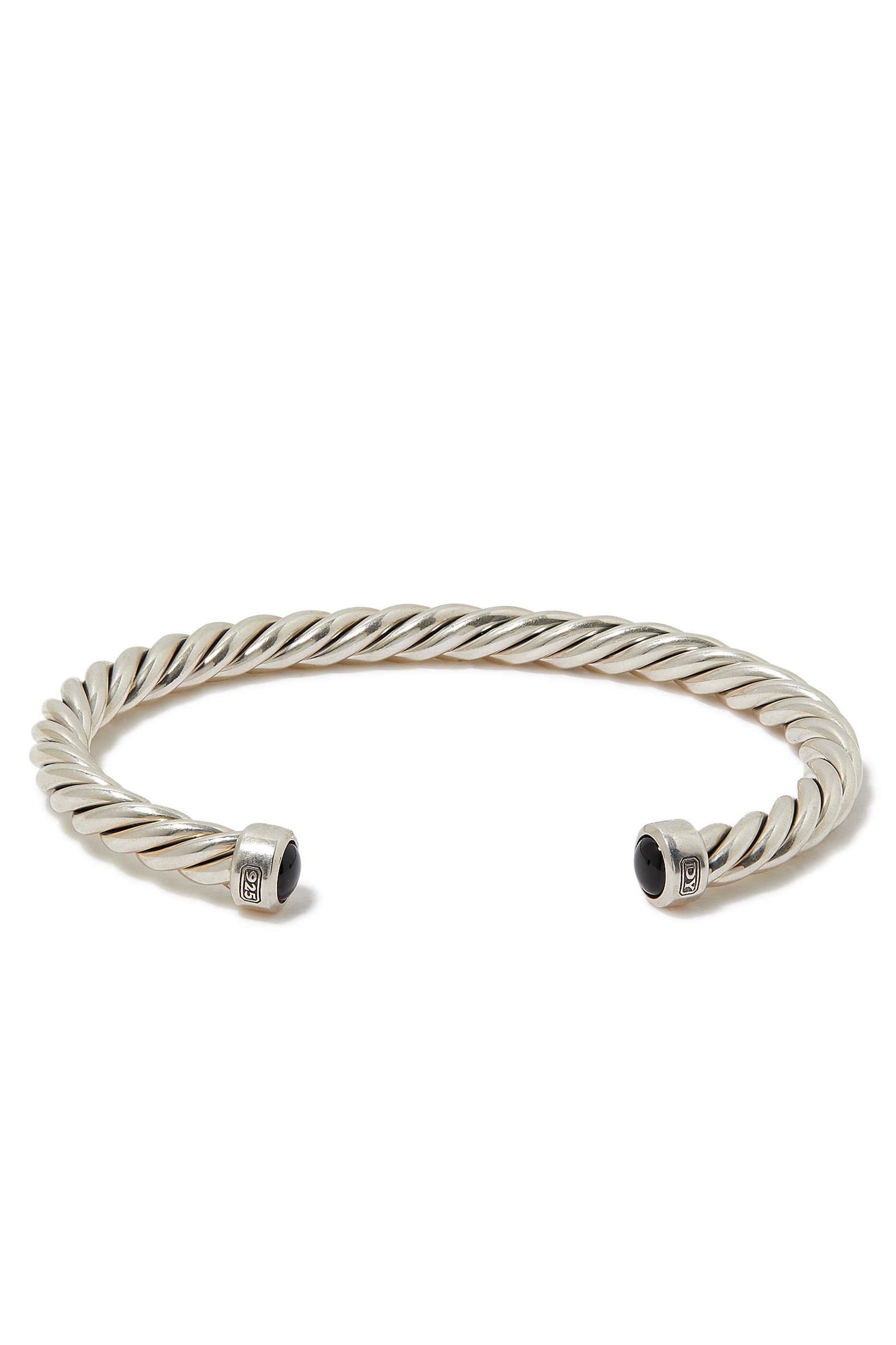 Cable Classic Cuff Bracelet, Sterling Silver & Black Onyx