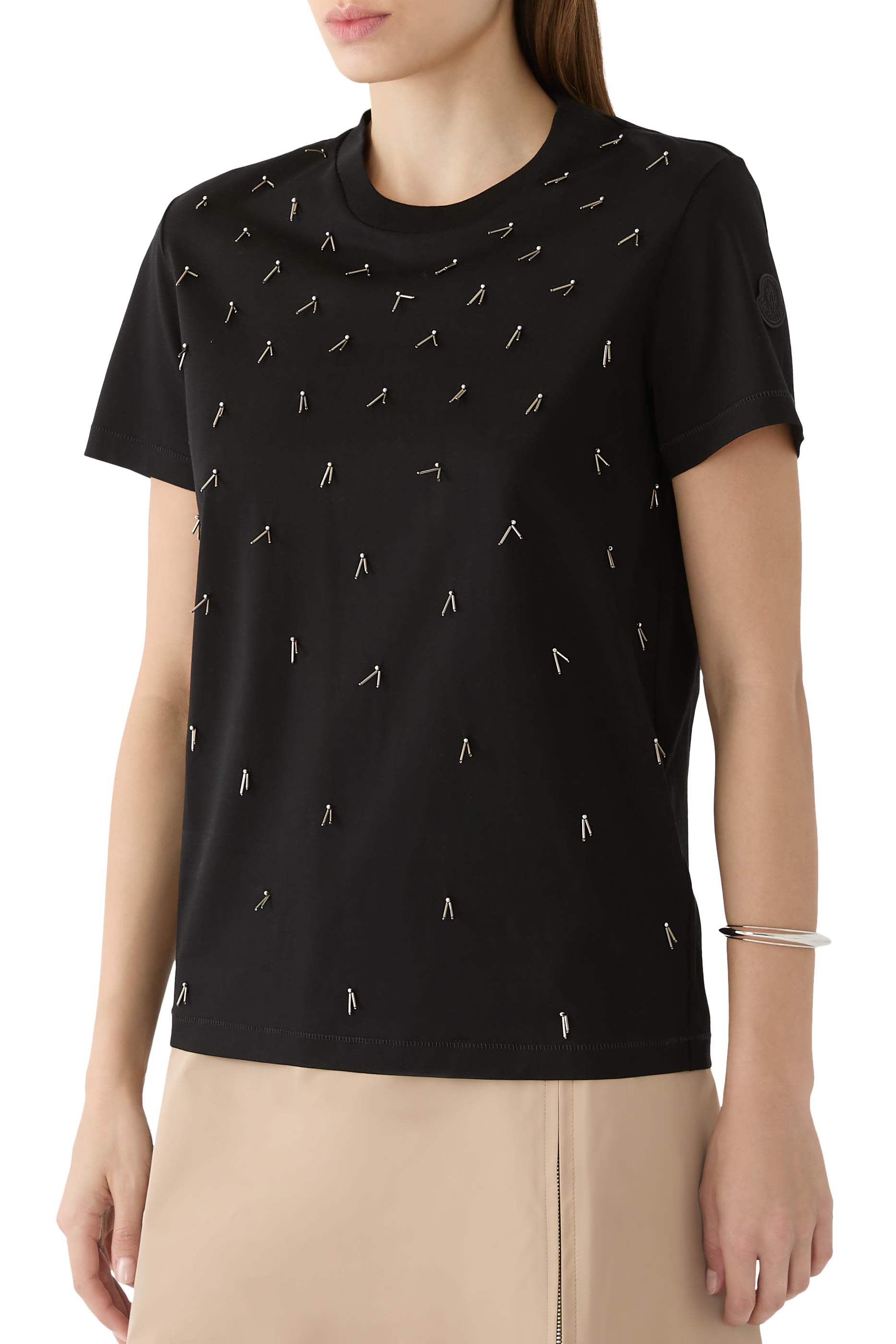 Beaded Cotton T-Shirt