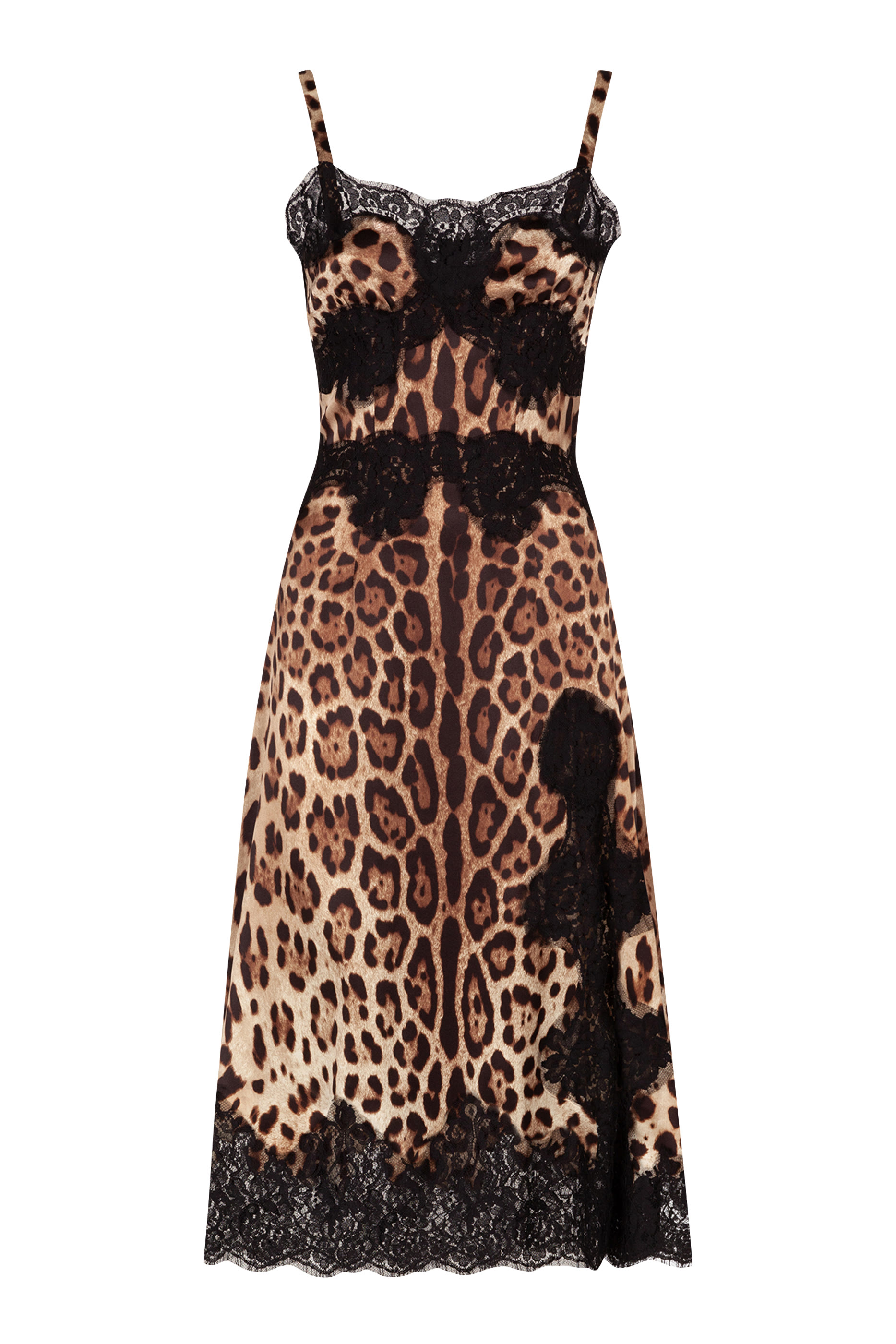 Leopard Print Satin Midi Dress