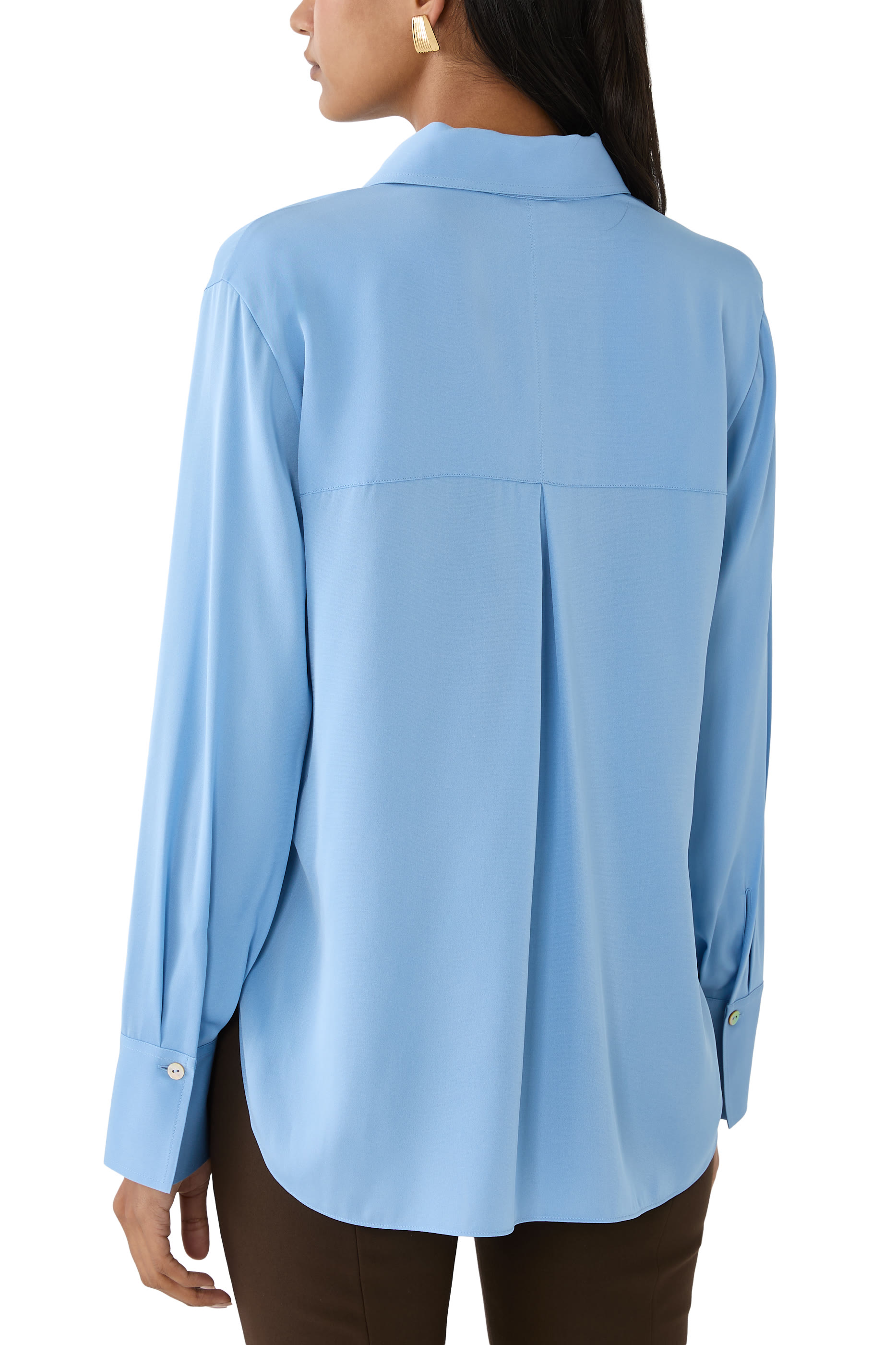Stretch-Silk Button-Front Blouse 