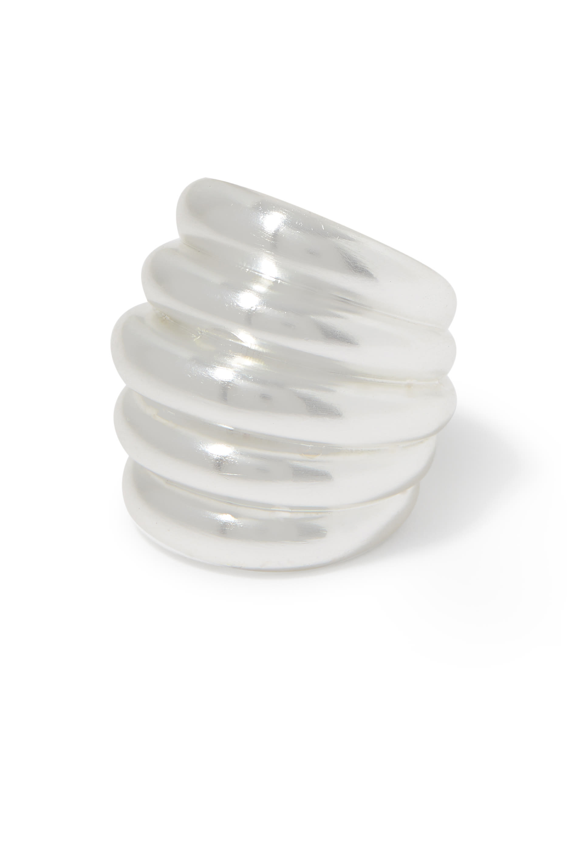 Ribbed Ring, Silver Plated Brass