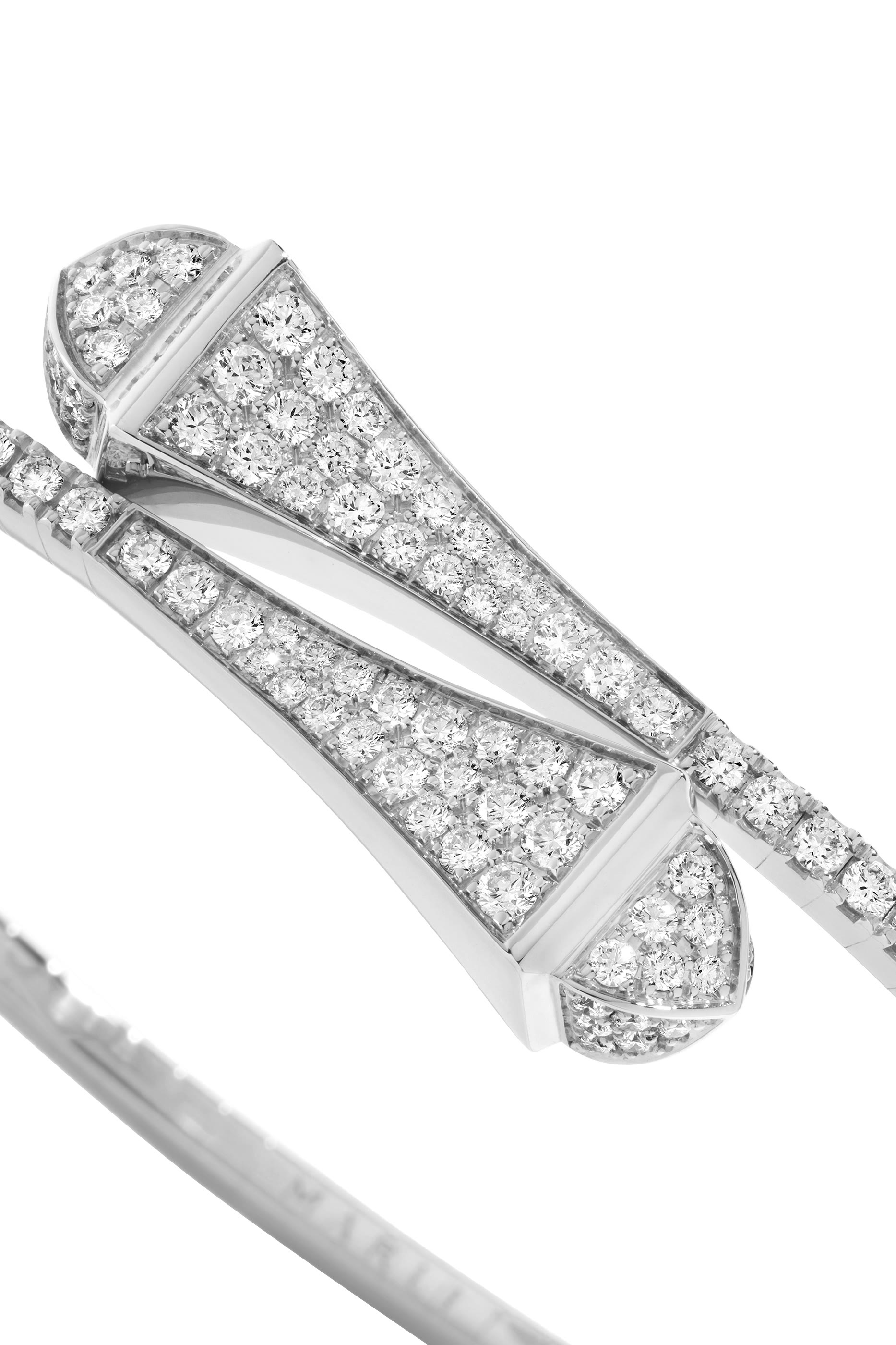 Cleo Midi Bangle, 18k White Gold with Full Diamonds