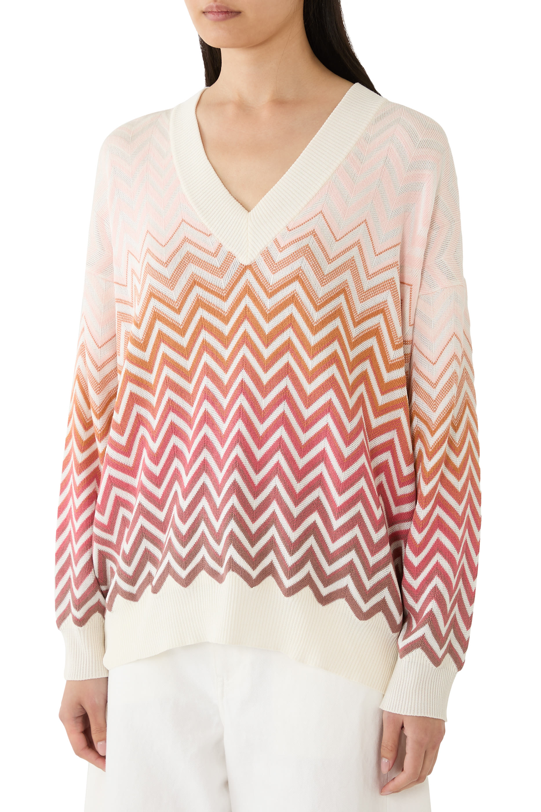 Oversized D&eacute;grad&eacute; Chevron Sweater