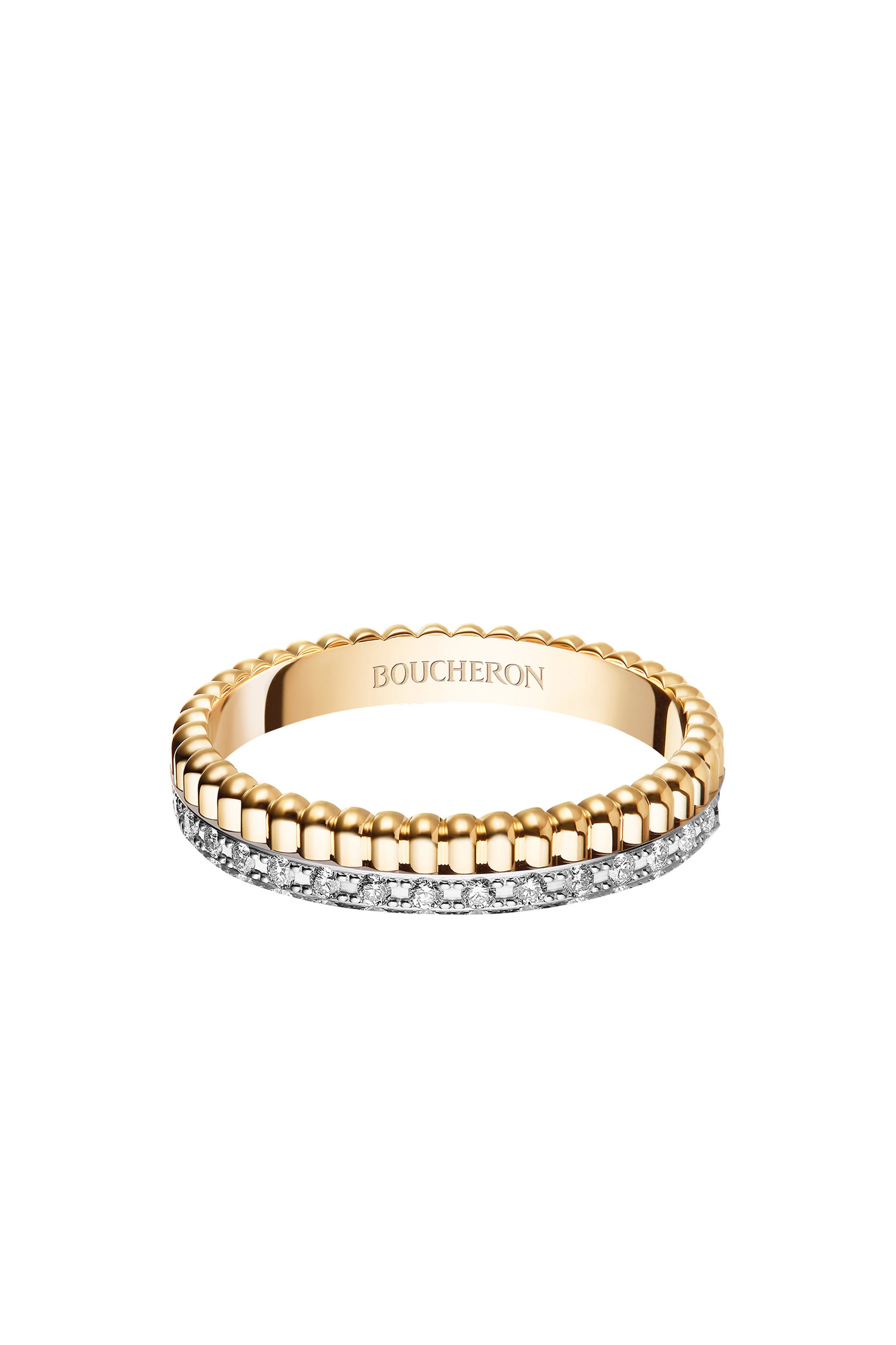 Quatre Radiant Edition Wedding Band, 18k Mix Gold with Diamonds