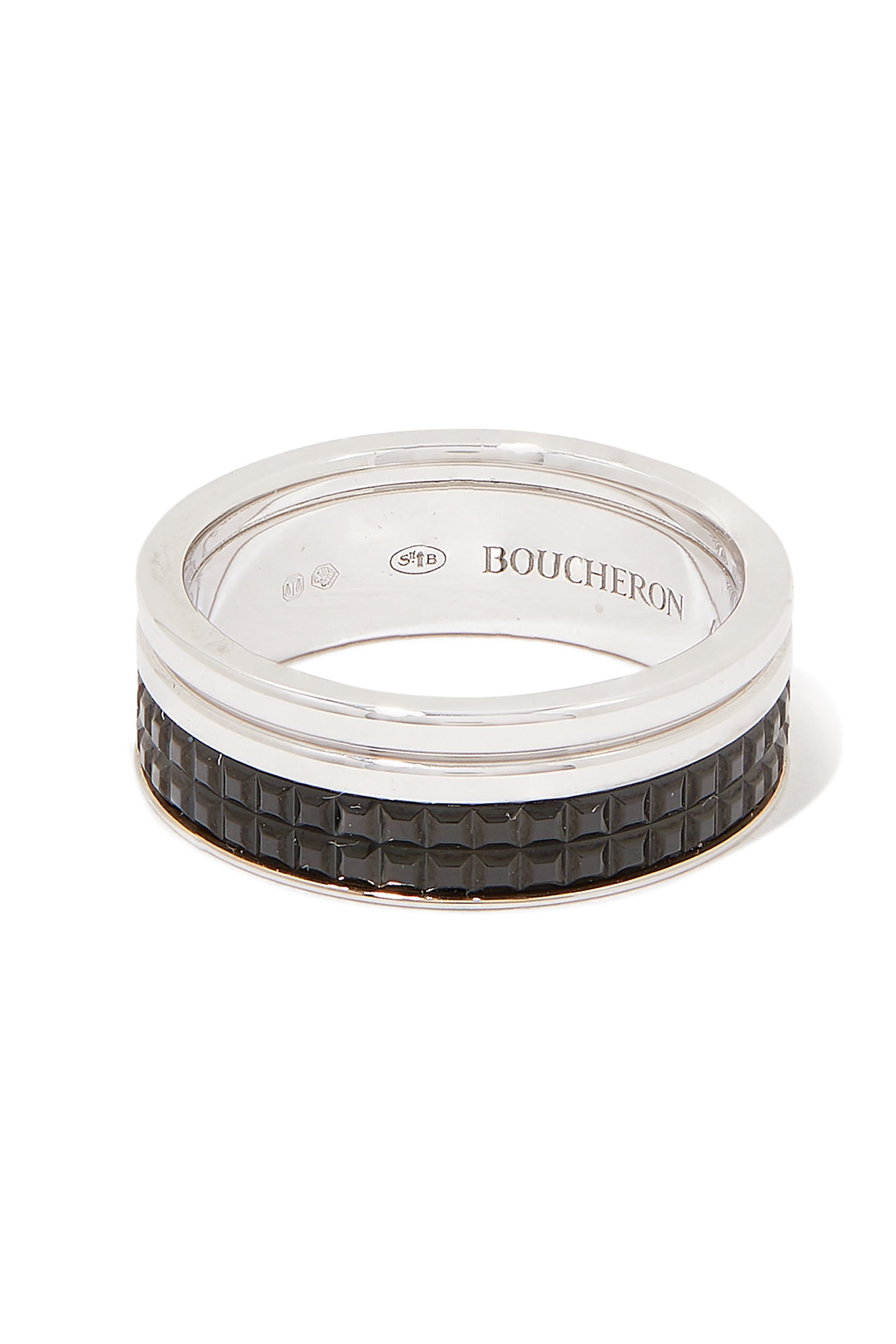 Quatre Black Edition Wedding Band, 18k White Gold