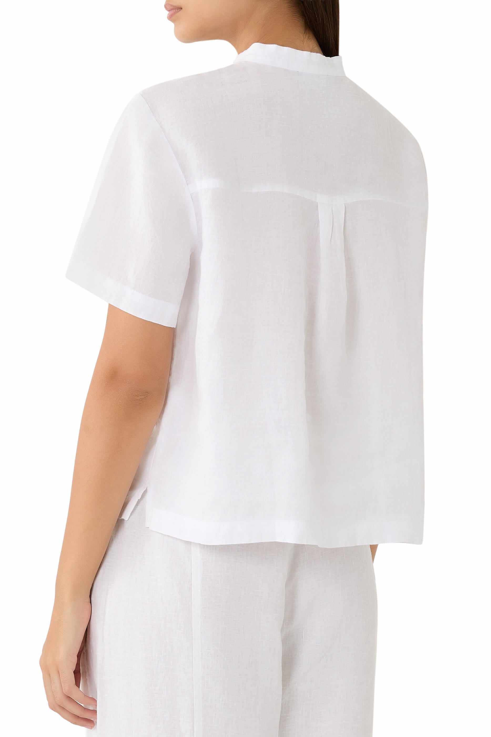 Organic Handkerchief Linen Band Collar Shirt