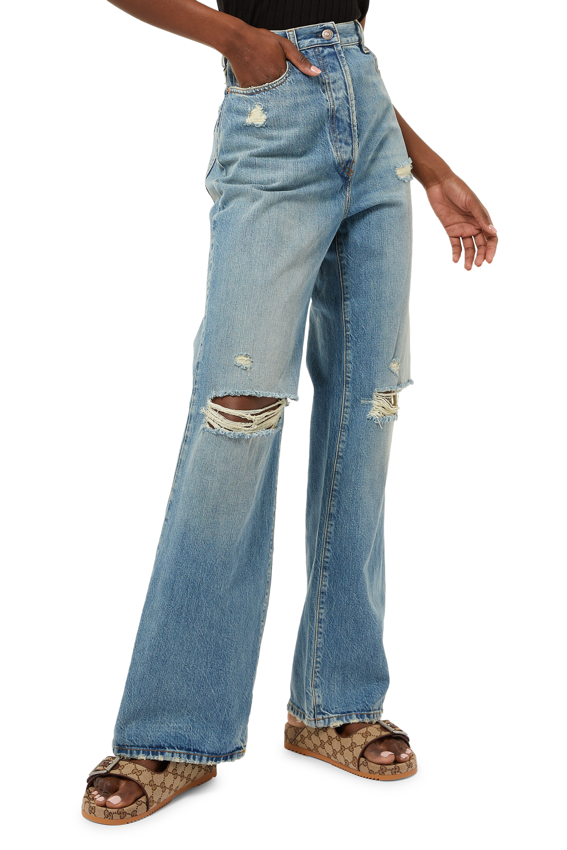 Ripped Eco Washed Organic Denim Pant