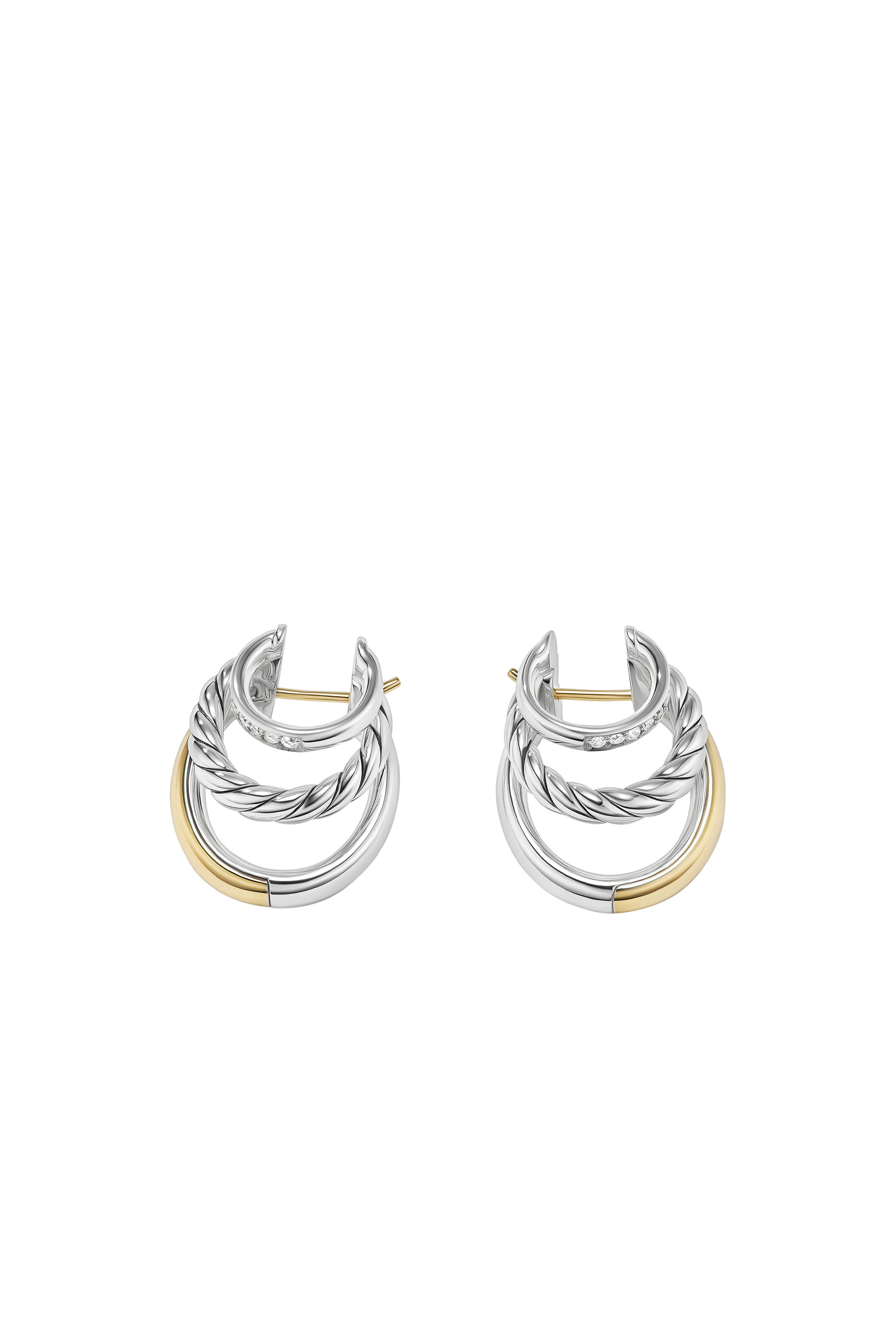 Mercer Multi Hoop Earrings, 18k Yellow Gold, Sterling Silver & Diamonds