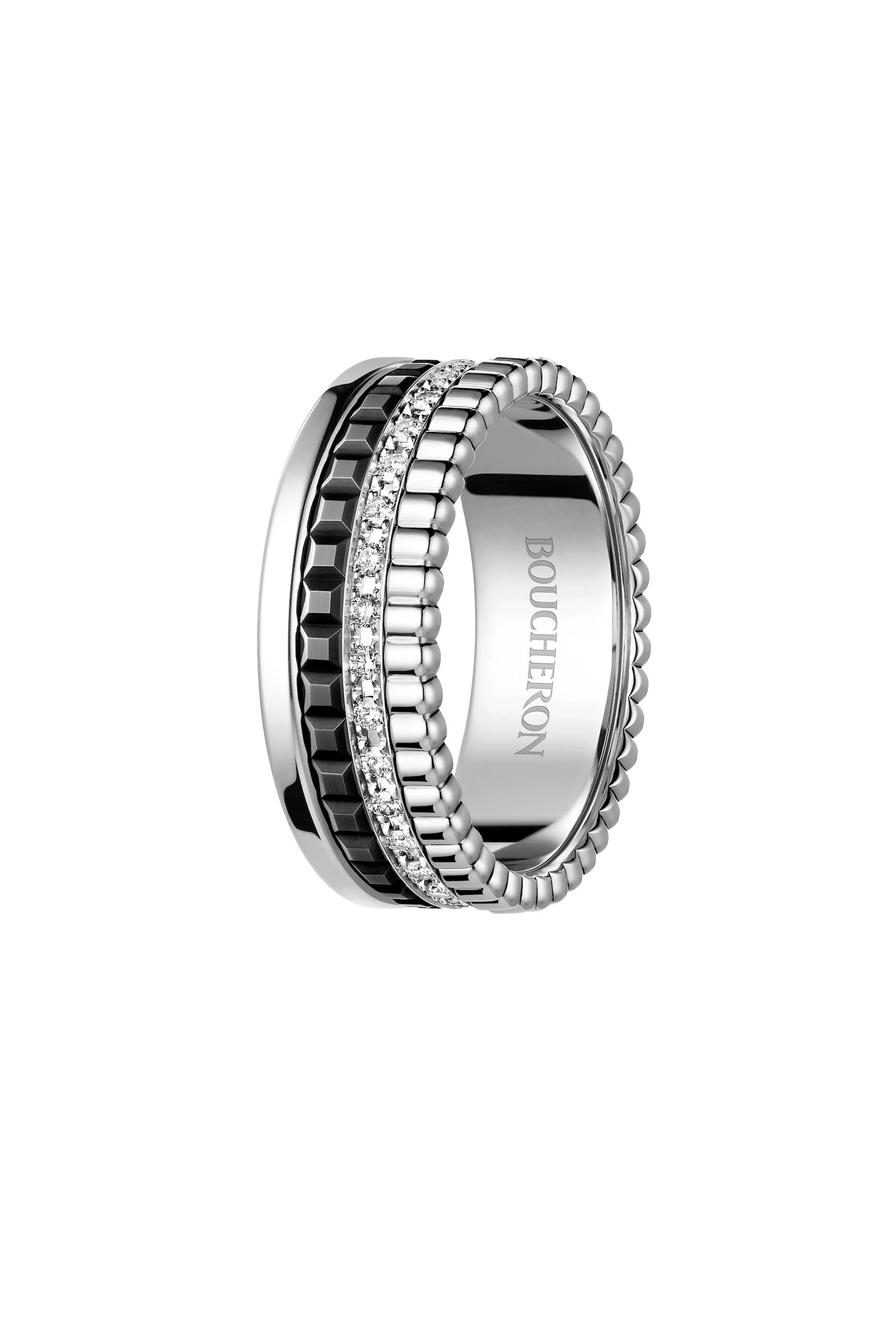 Quatre Small Ring, 18k White Gold & Diamonds