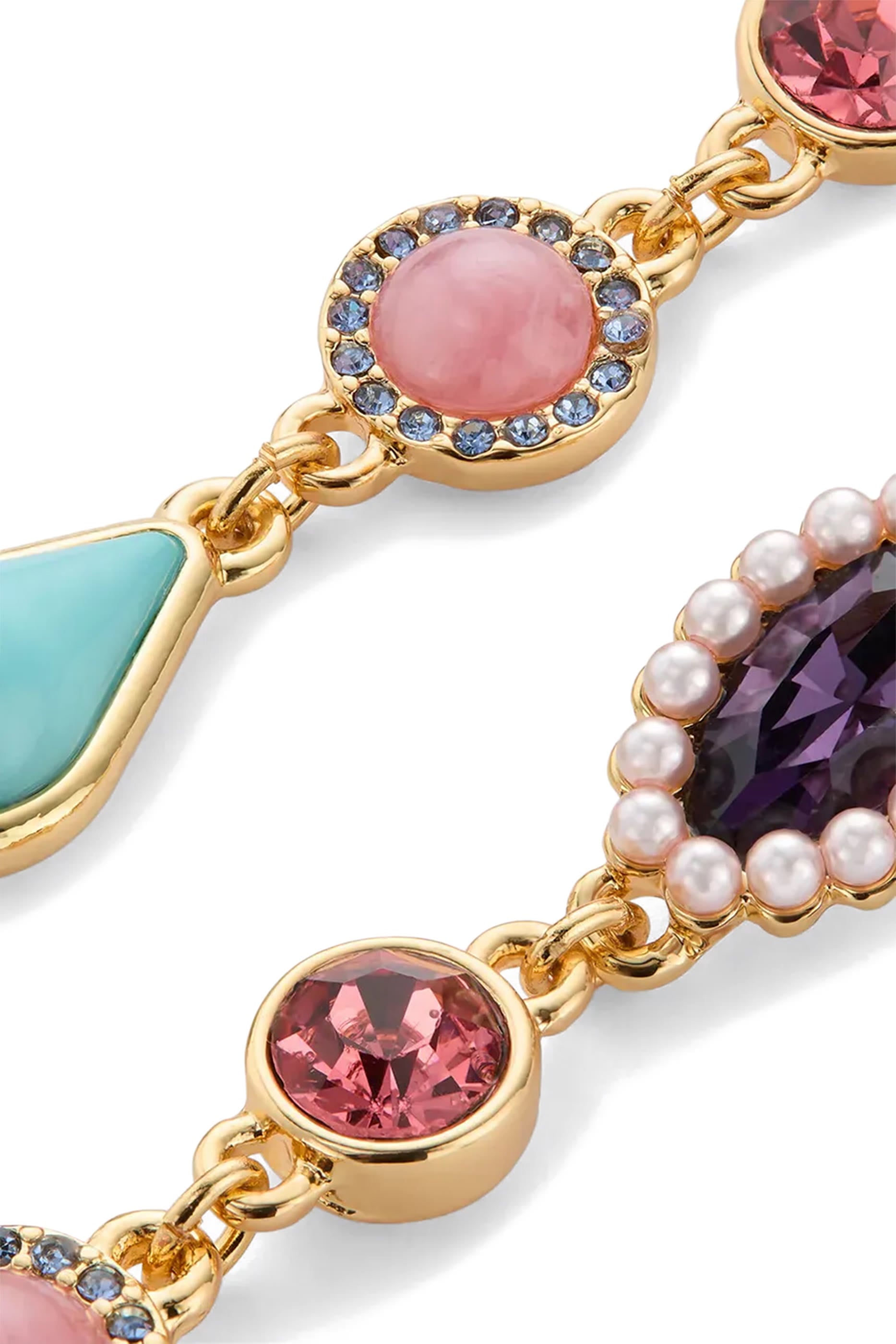 Gemstone Linear Earrings, Brass & Glass Crystal, Glass Pearl, Resin