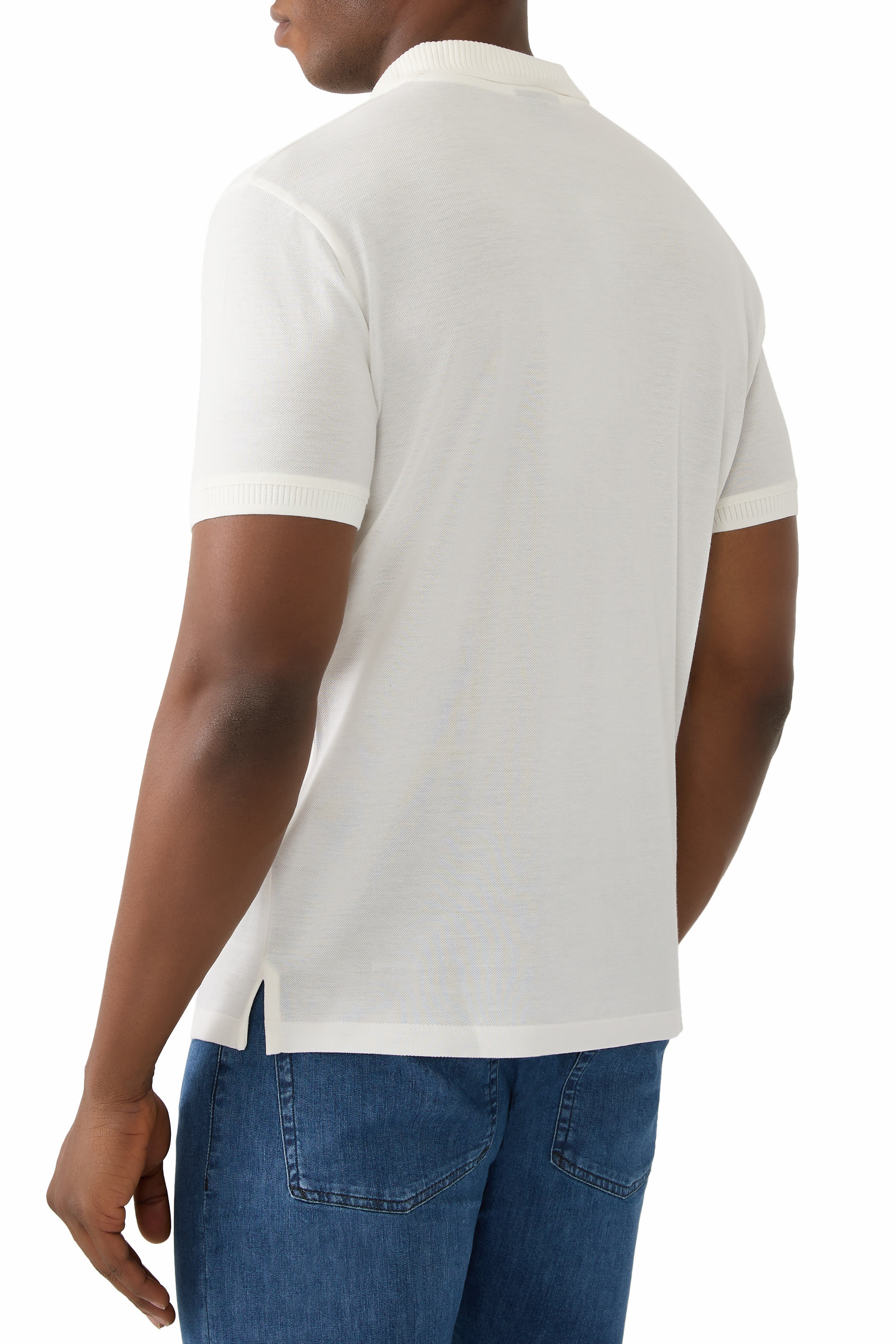 Micro Eagle Logo Ribbed Collar Polo Shirt