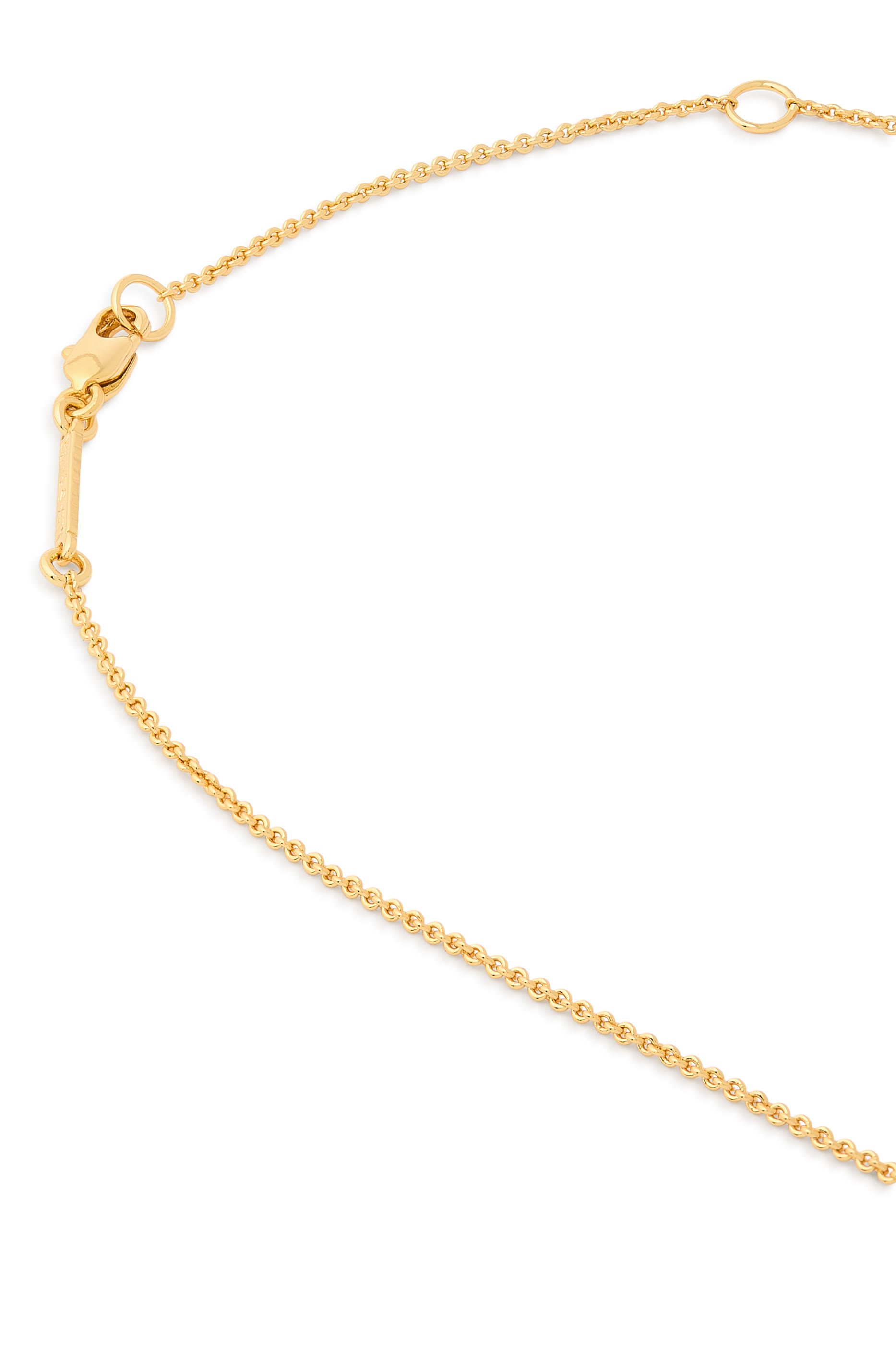 Solanales Spear Necklace, 14k Gold Plated Brass with Rhodium Tone Plated Brass & Crystal