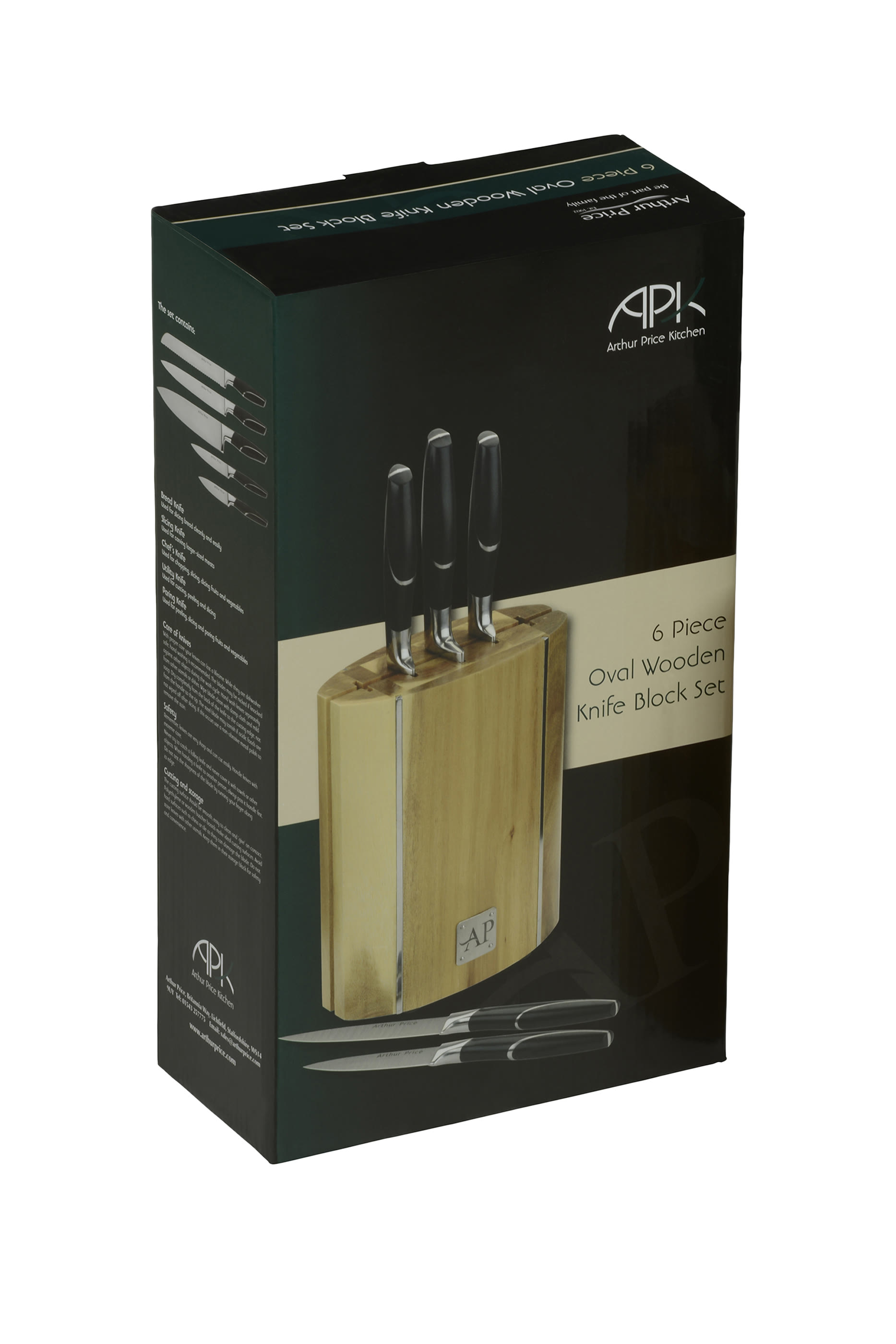 6‑Piece Oval Wooden Knife Block Set