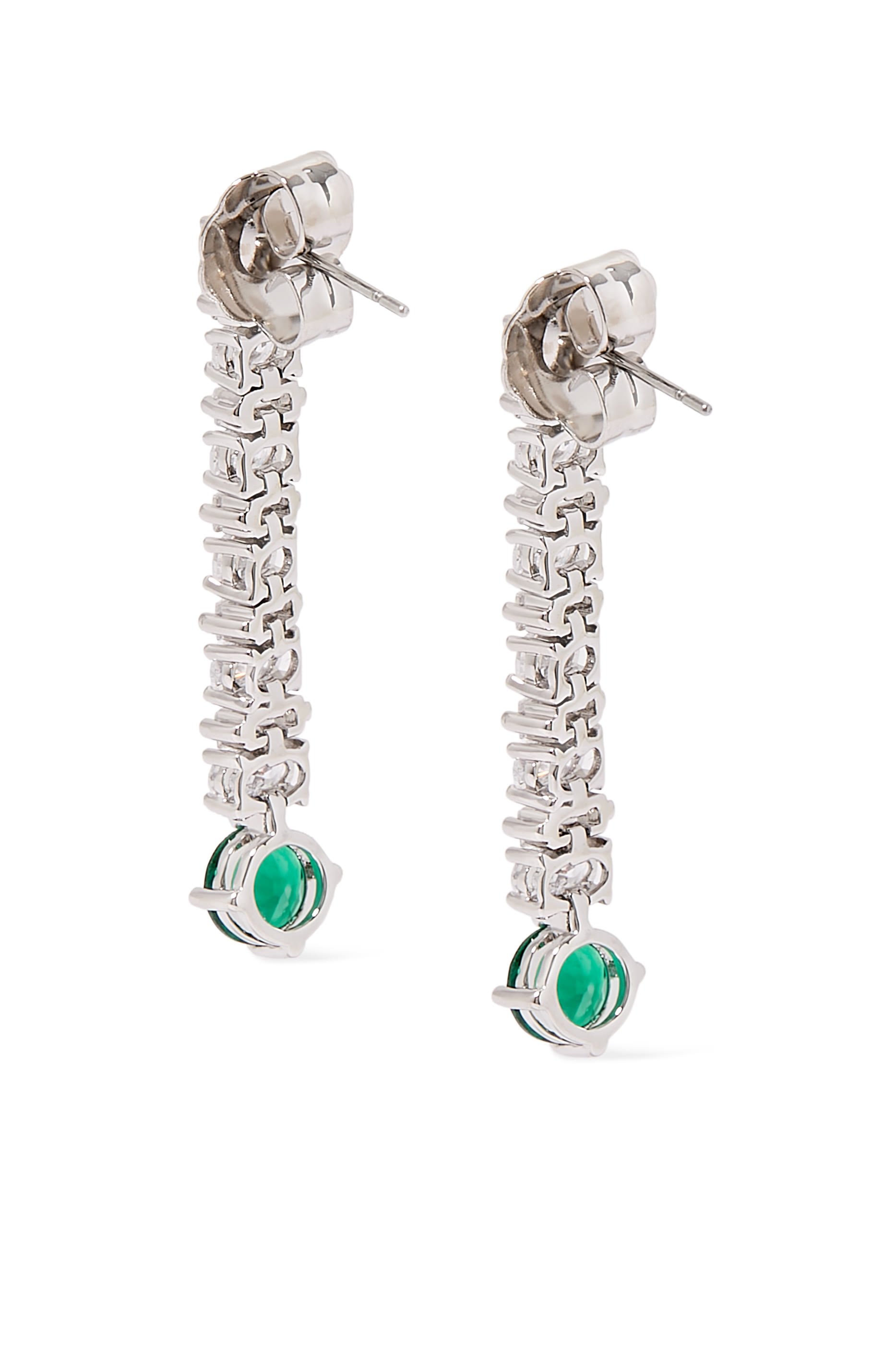 Linear Drop Earrings,  Rhodium-Plated Brass & Cubic Zirconia