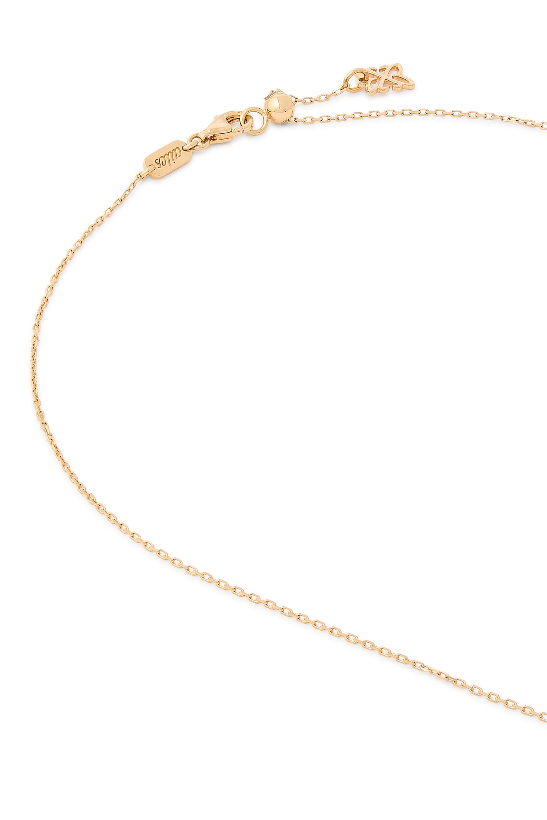Padel and Ball Mini Necklace, 18K Yellow Gold & Enamel