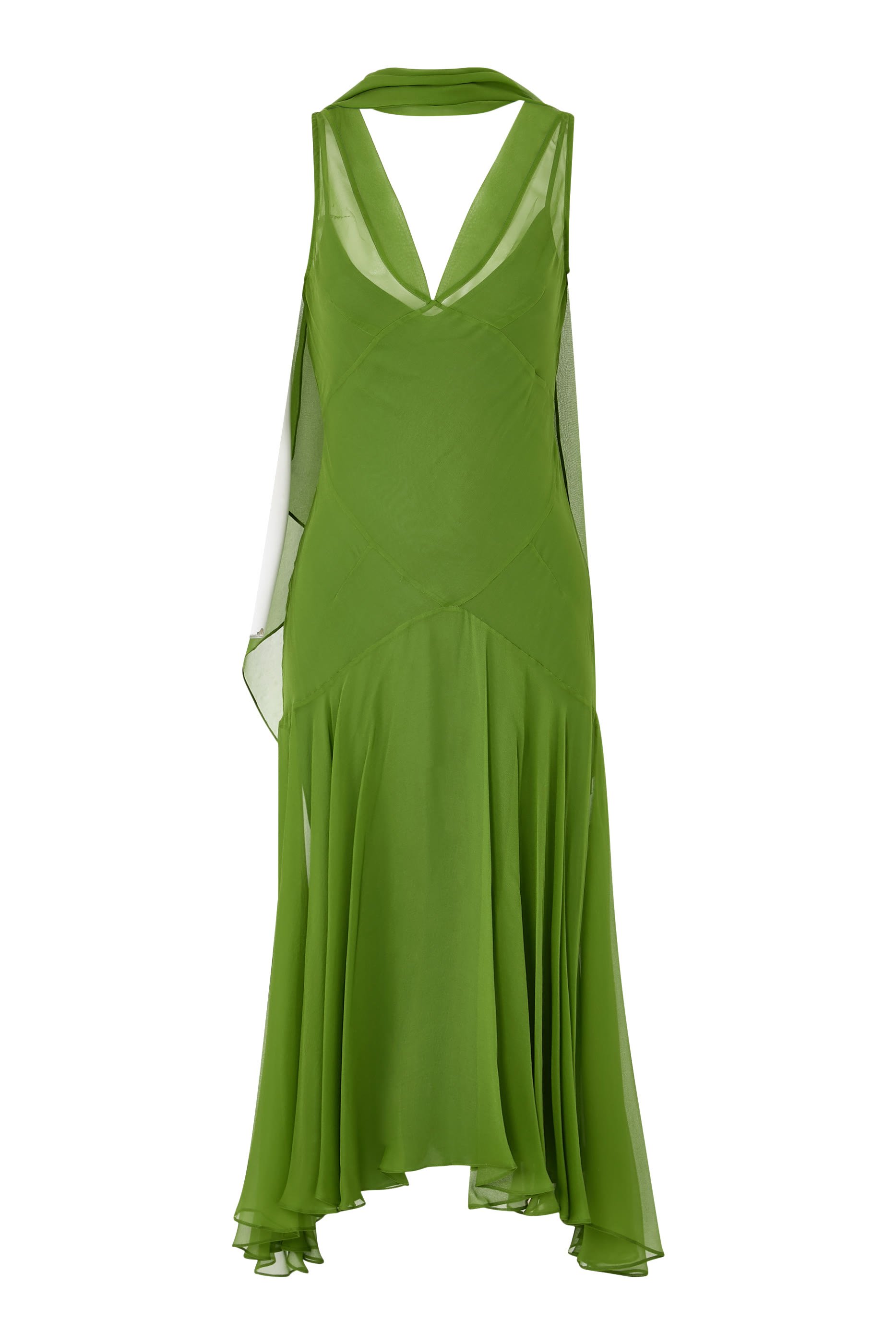 Slip Dress with Handkerchief Hem and Scarf