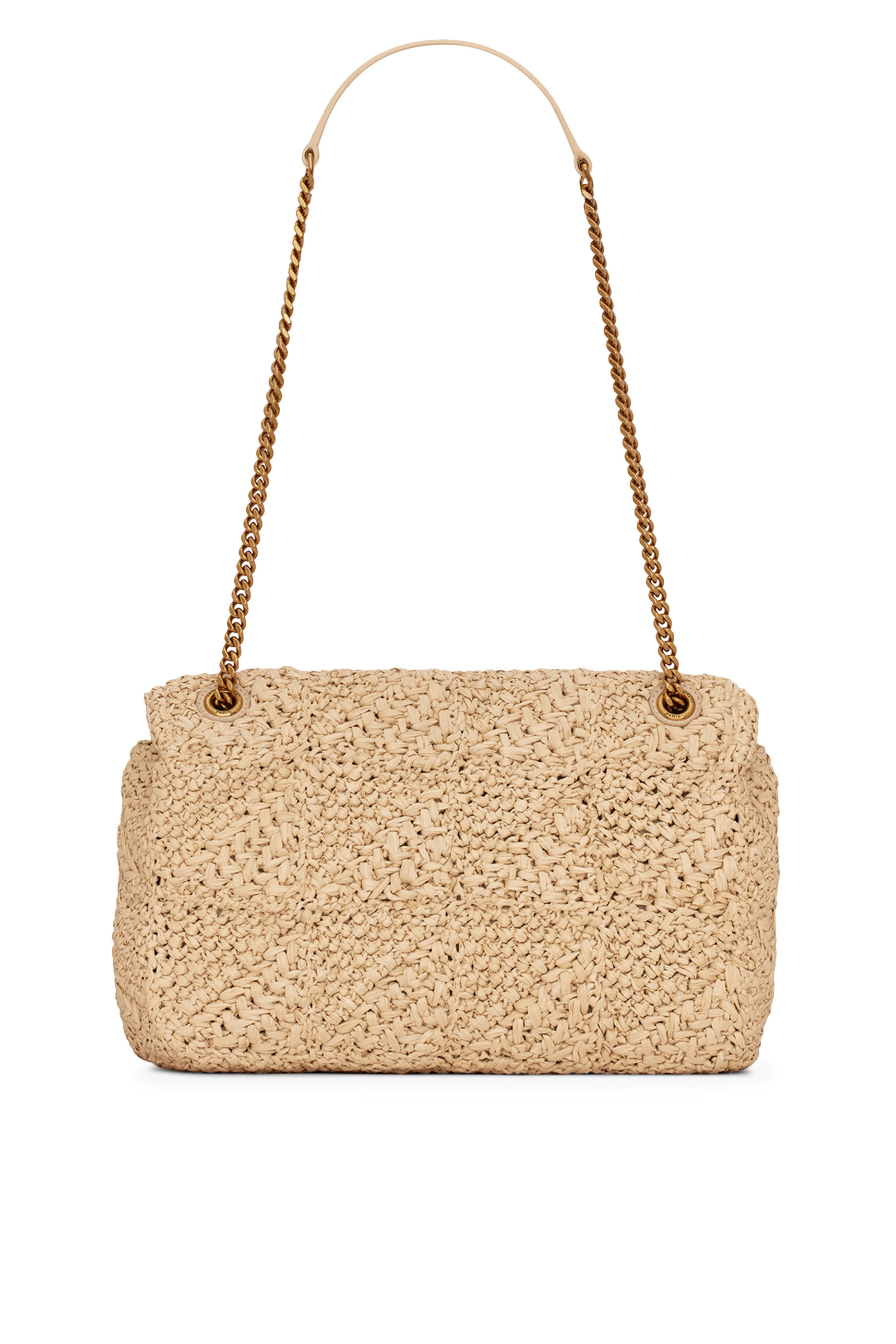 Jamie YSL-logo Raffia Shoulder Bag