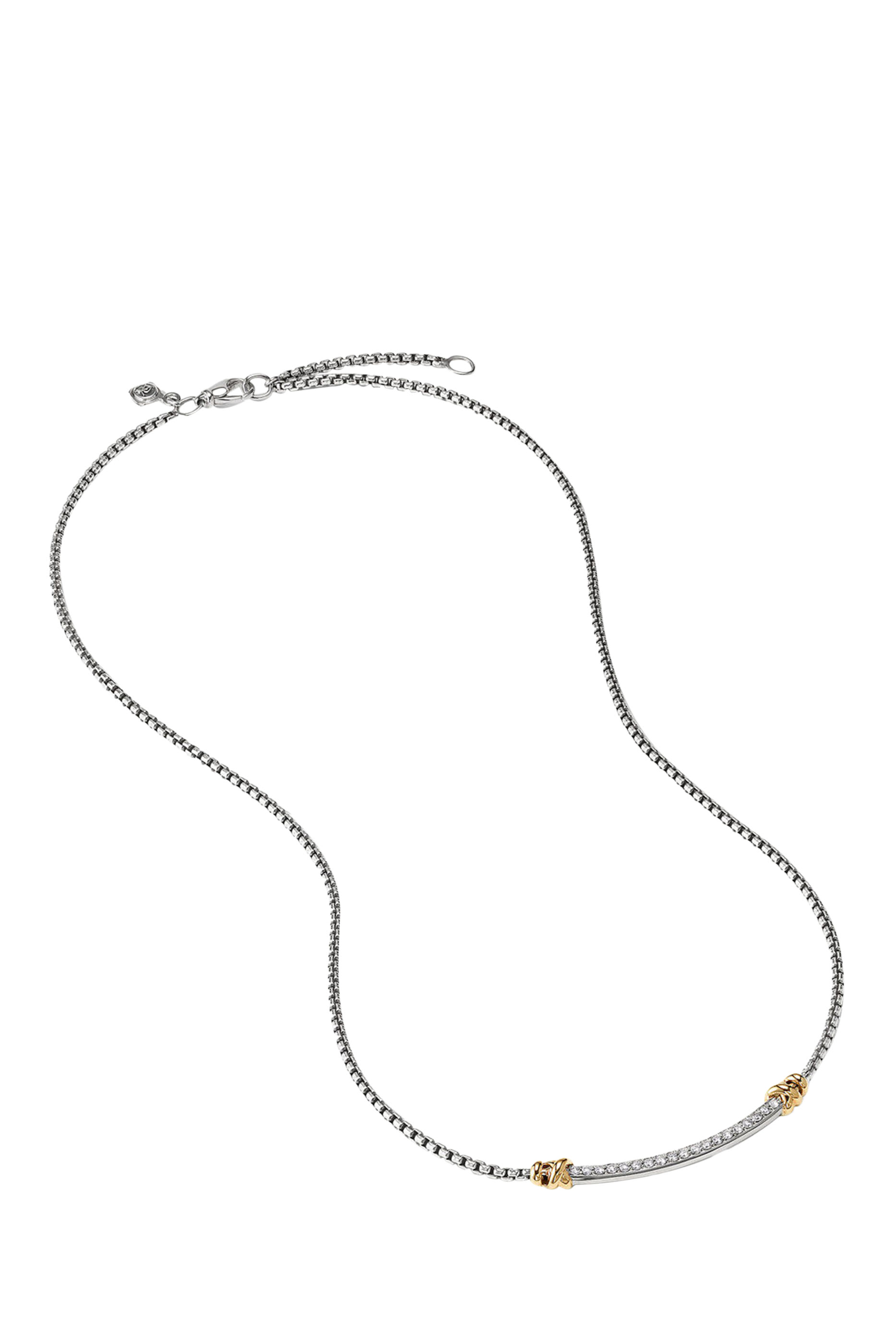 Petite Helena Wrap Station Necklace, Sterling Silver with 18K Yellow Gold & Diamonds