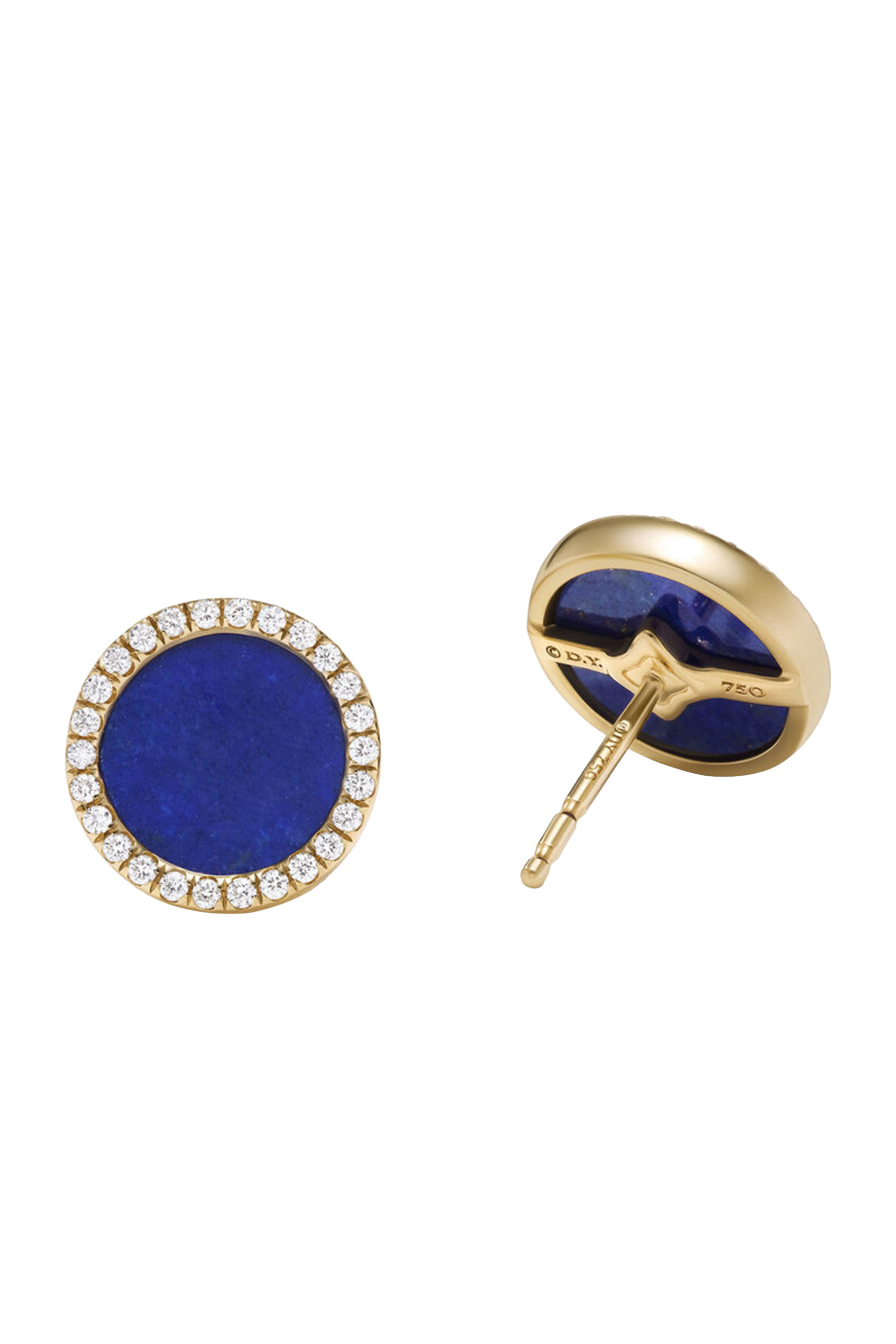 Lapis Lazuli Stud Earrings, 18K Yellow Gold & Diamonds