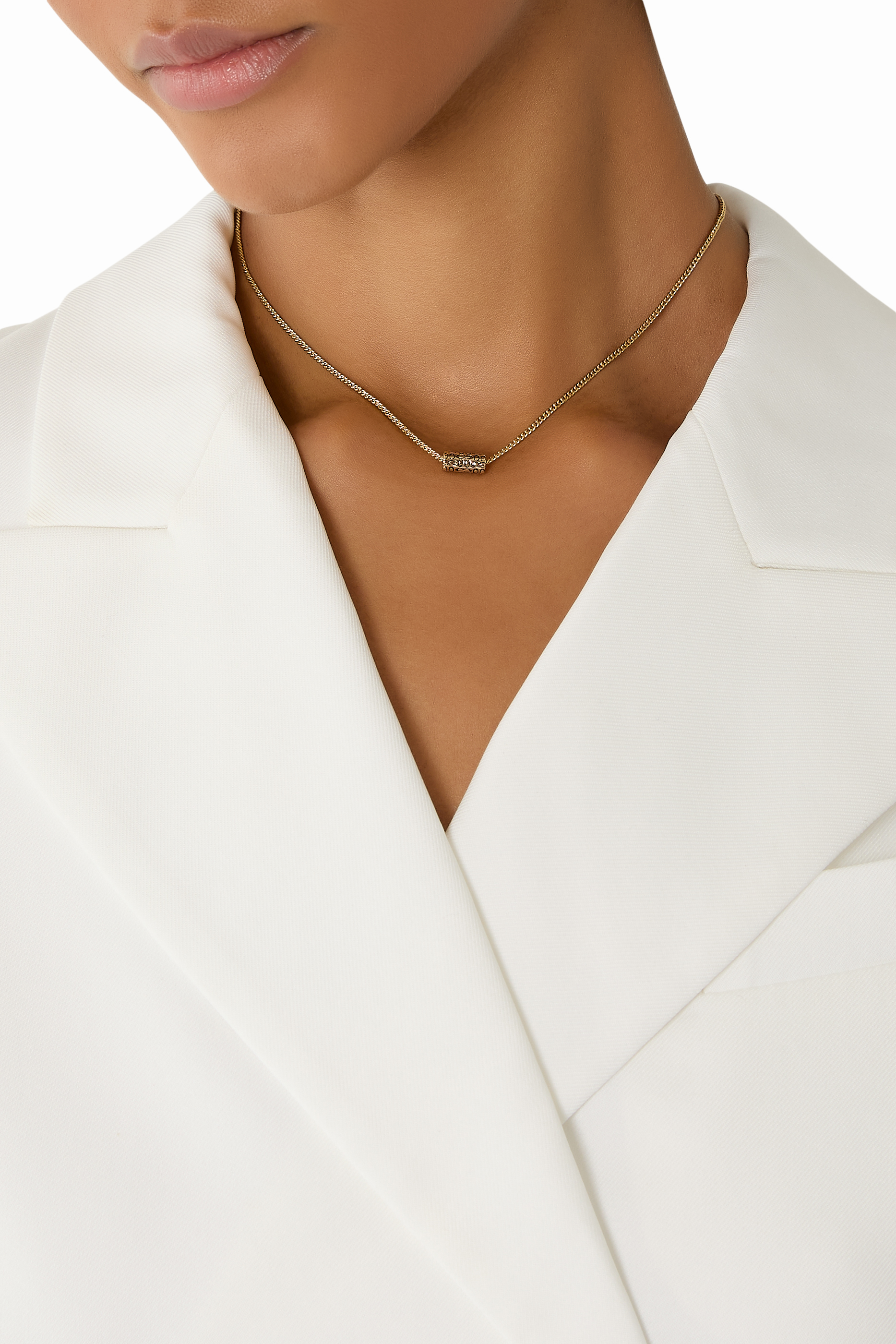 Quilted Tube Short Pendant Necklace 