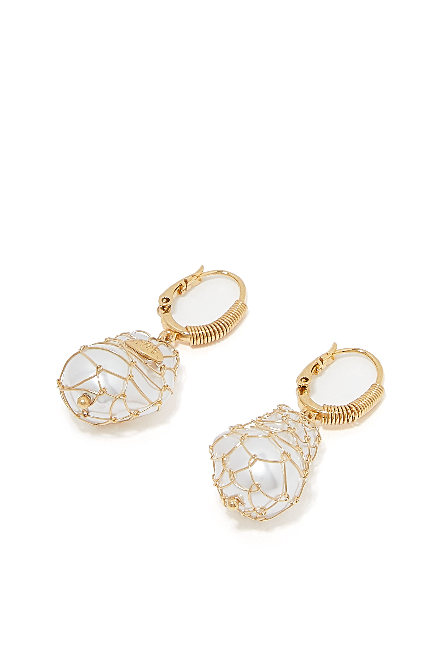 Tao Biwa Earrings, Gold-Plated Brass & Pearls