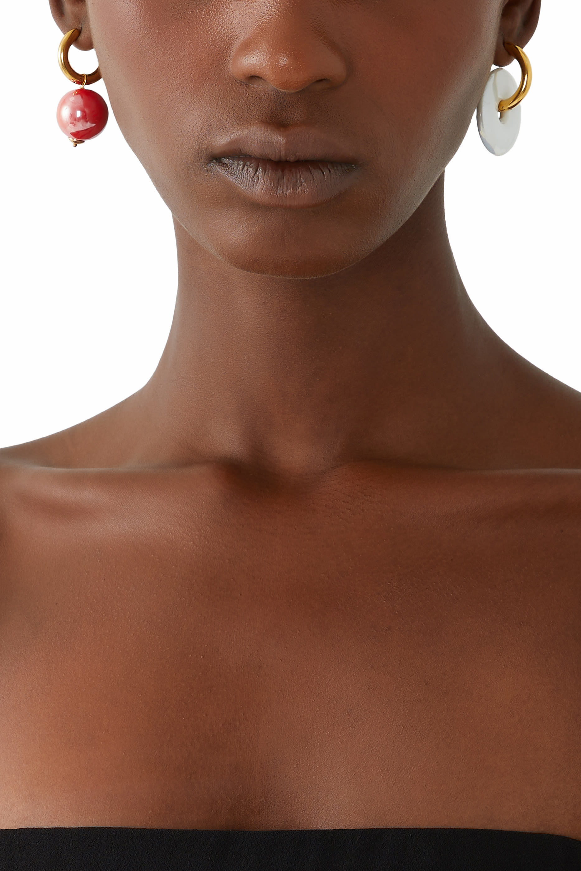 Donut & Round Charm Earrings, 24k Gold-Plated Brass