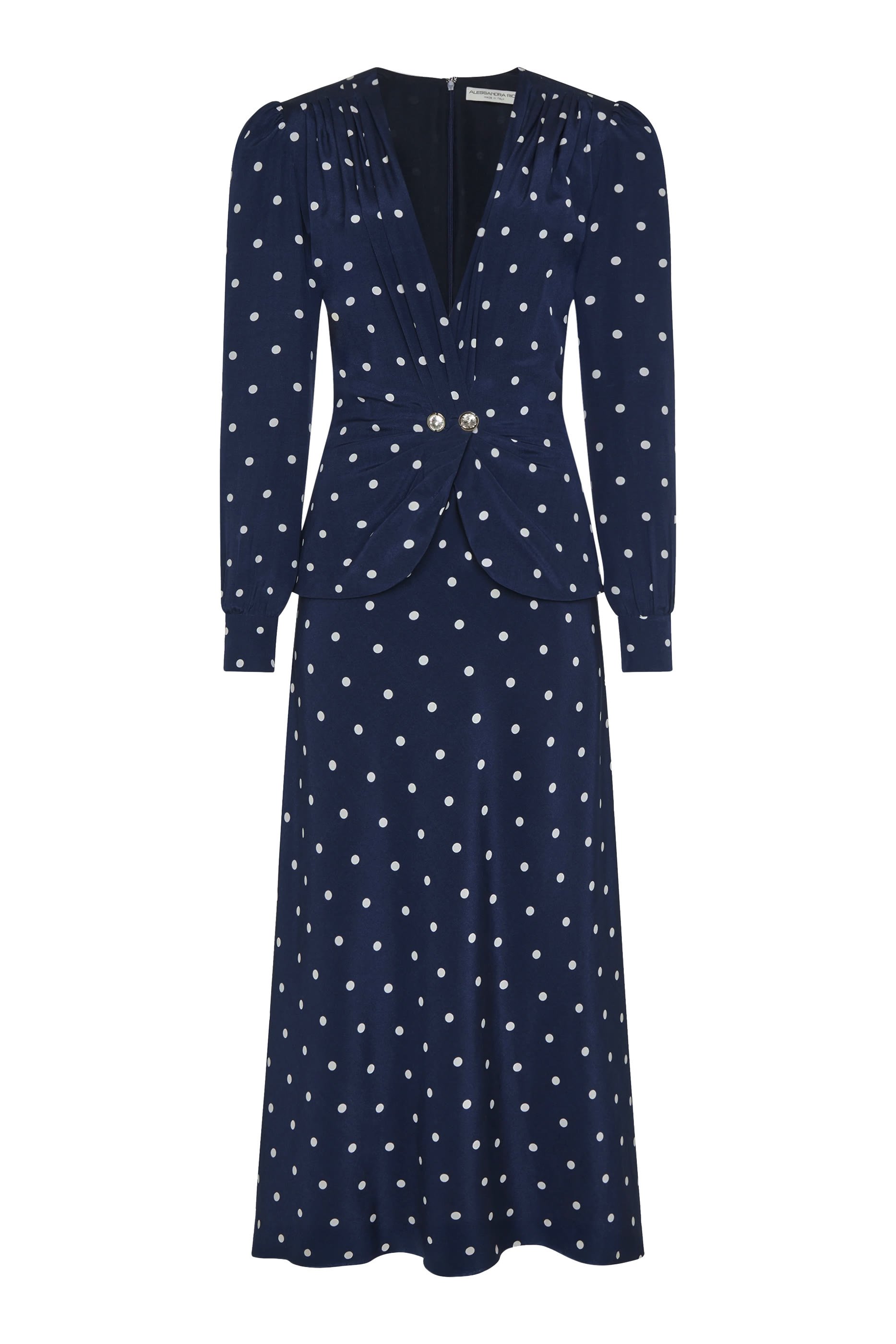 Jewel Buttons Polka Dot Dress