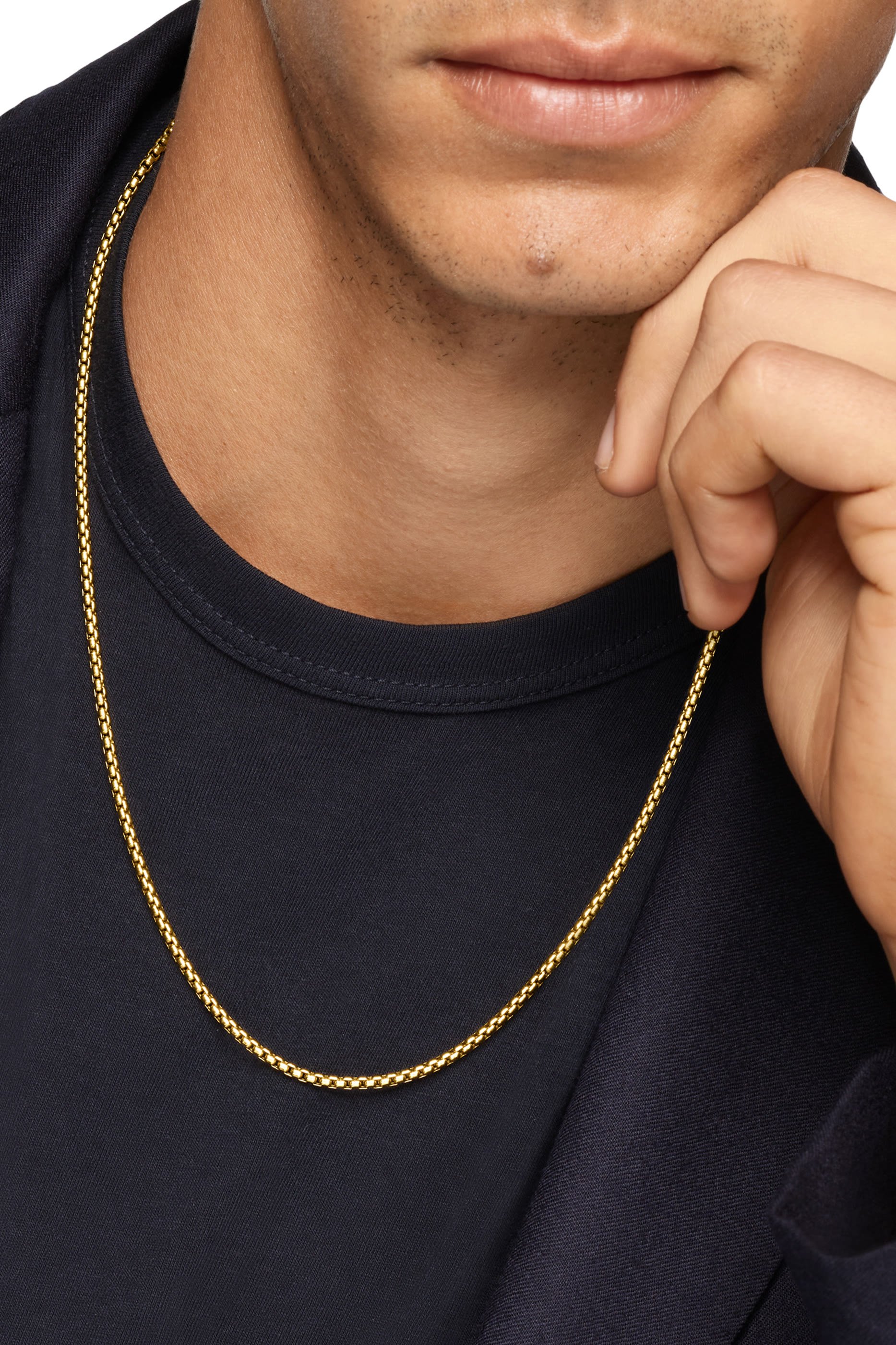 Box Chain Necklace, 18K Yellow Gold