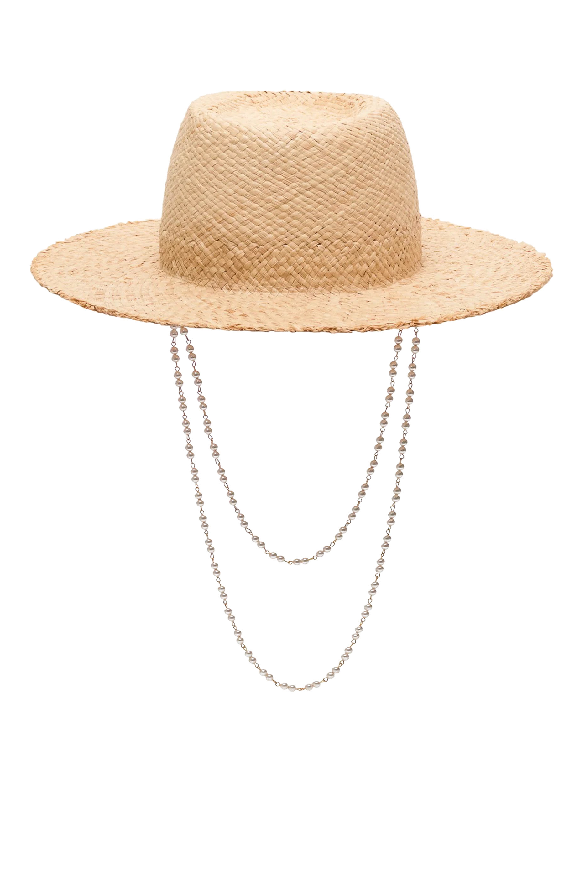 Pearl Chain Frayed-Brim Fedora Hat