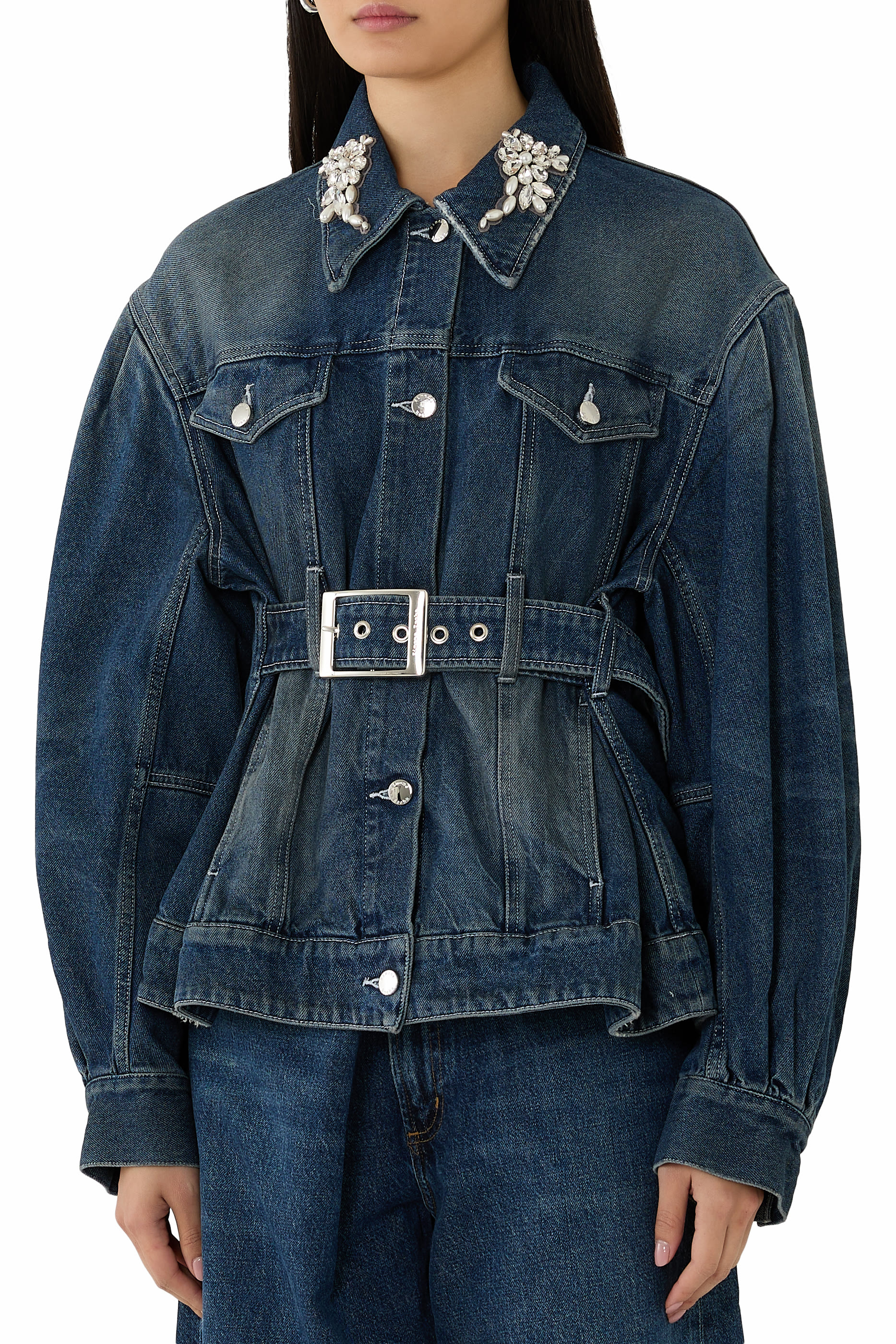 Turbo Embellished Sculpted Belt Detail Jacket