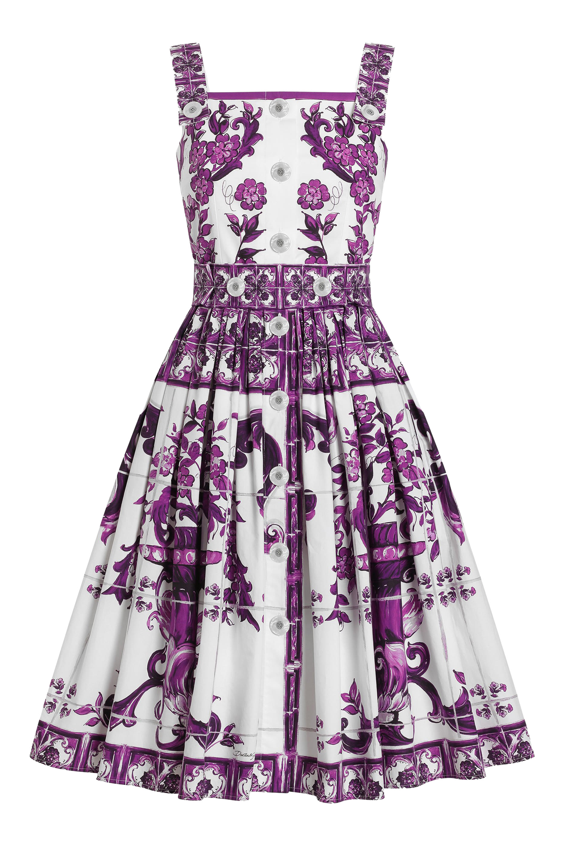 Majolica-Print Corset Midi Dress