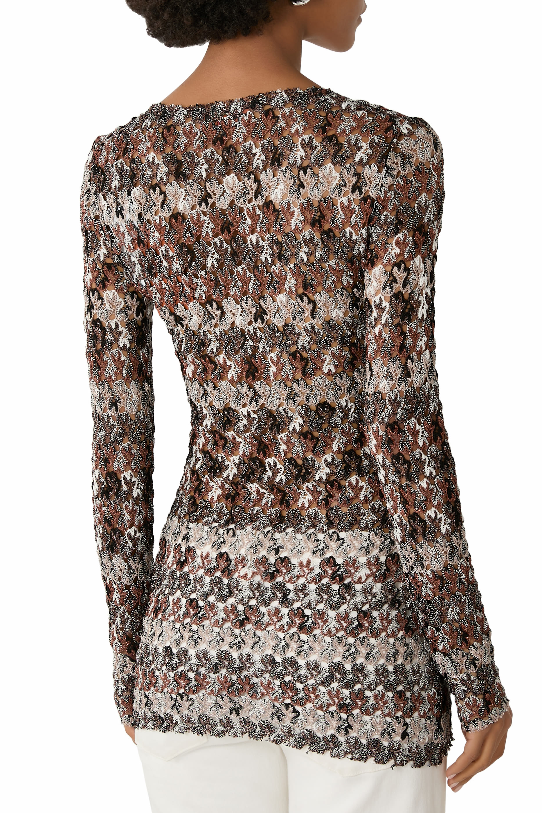 Stripe Lace Raschel Lurex Top